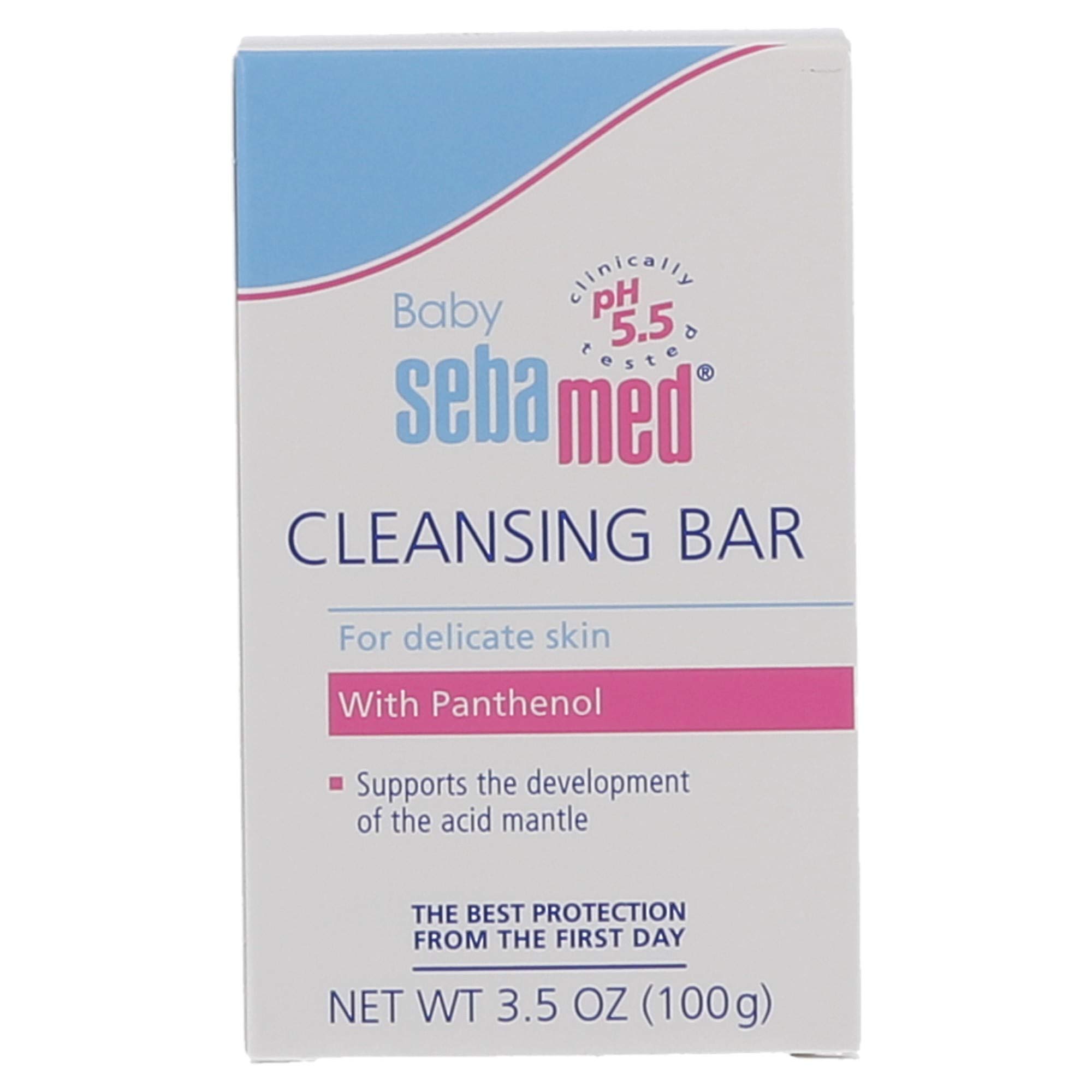 Soap-free Sebamed baby cleansing bar 100g with pH 5.5 packaging
