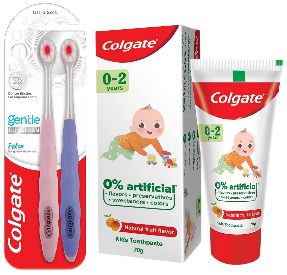 Colgate multicolor ultra-soft toothbrushes with kids toothpaste 70g tube