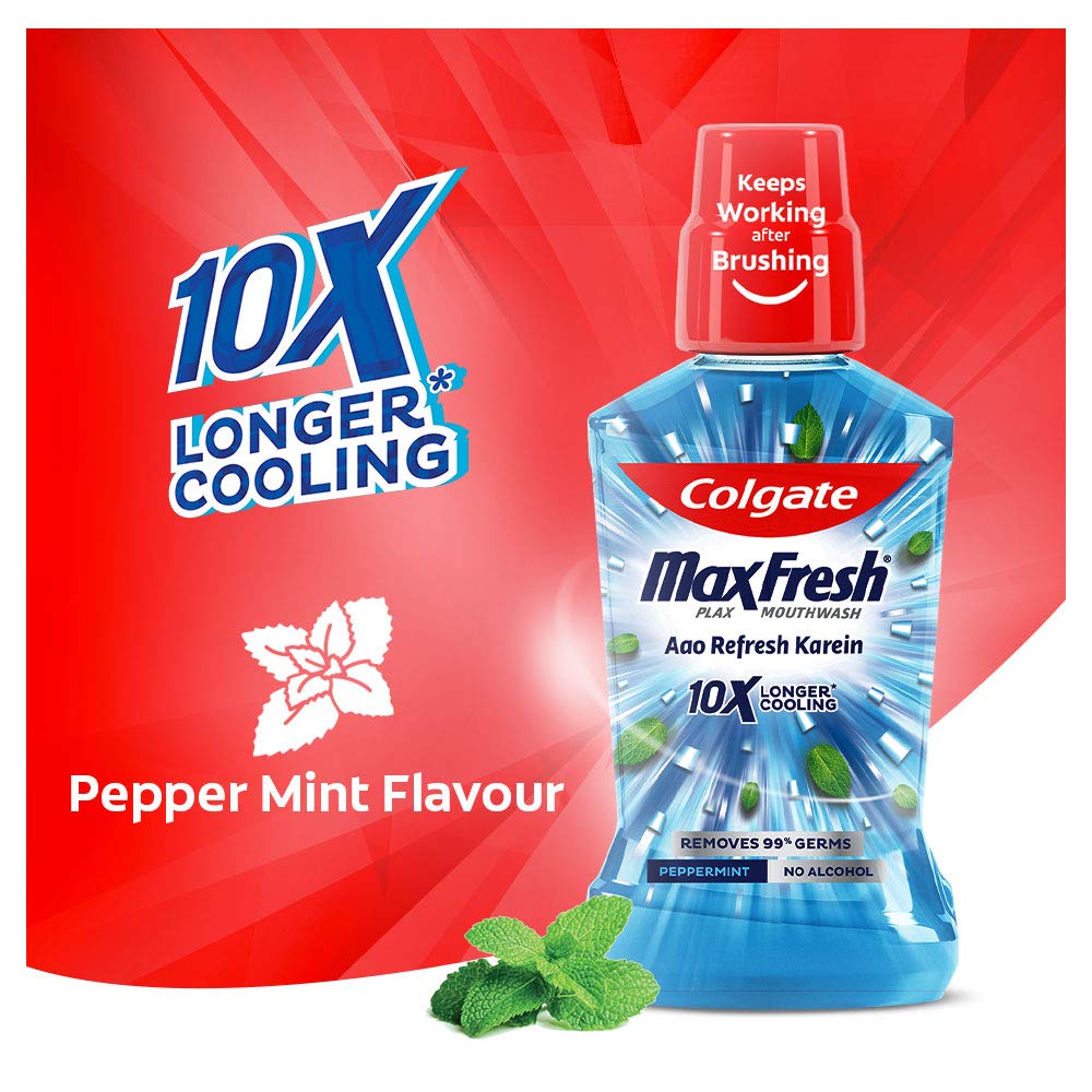 Colgate Plax Peppermint Mouthwash, 0% Alcohol - 250 ml (Pack of 2) – view 2