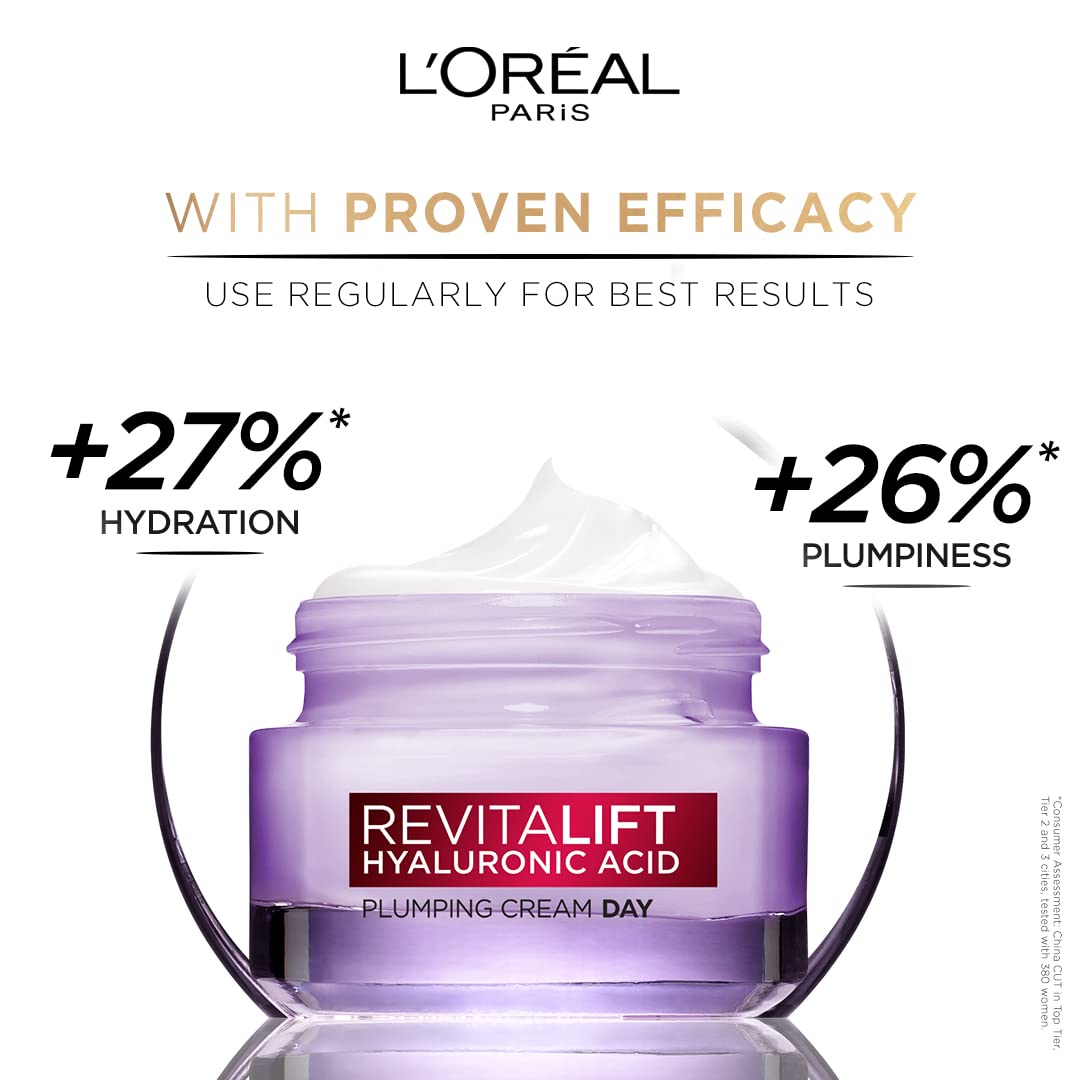 L'Oreal Paris Day Cream for Women, Hydrates and Replumps, For Radiant Skin, Revitalift Hyaluronic Acid, 15ml – view 4
