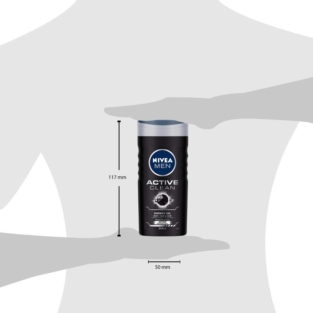 Nivea Men Active Clean Shower Gel, 250ml (Pack of 3) – view 4