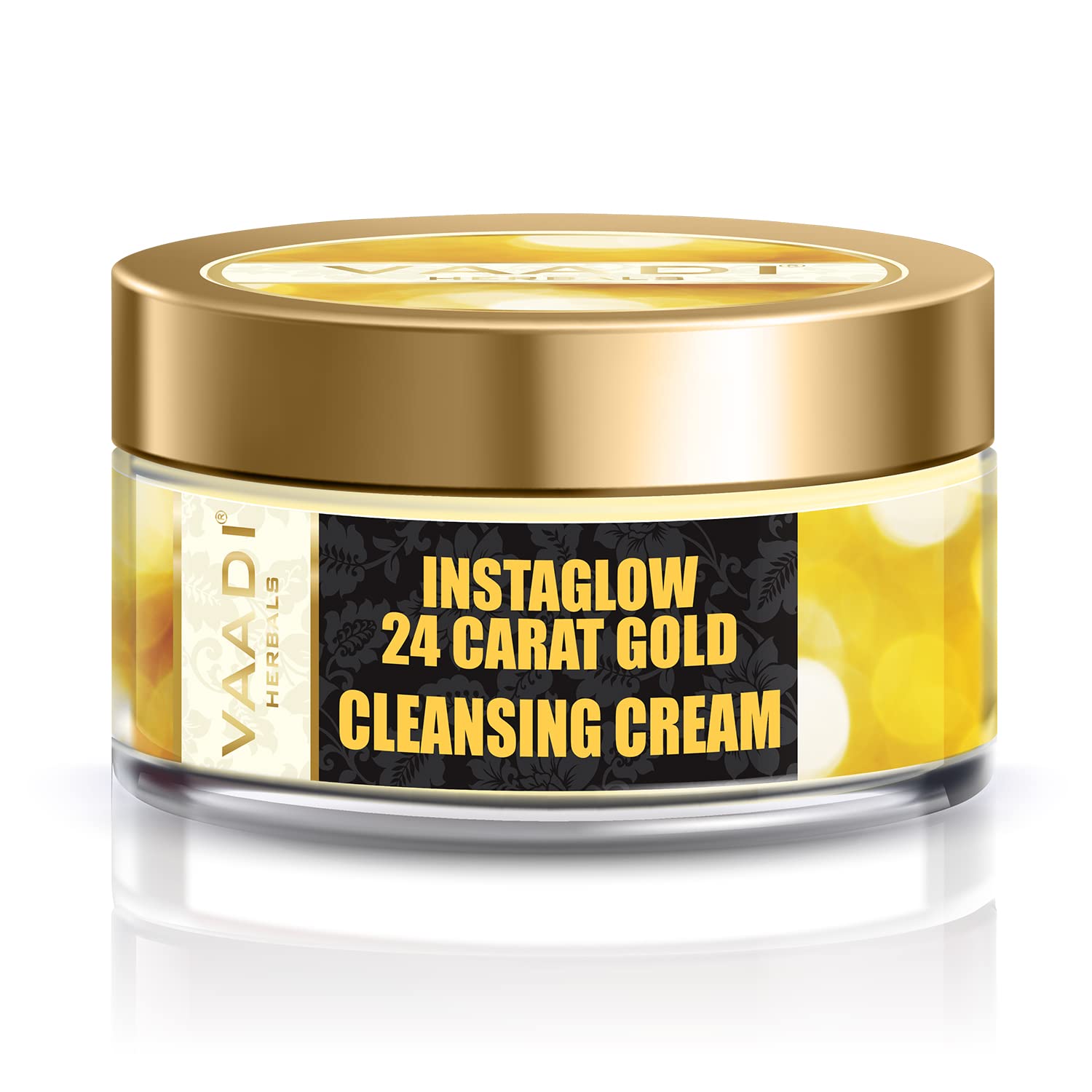 Front view of Vaadi Herbals gold cleansing cream jar 50g