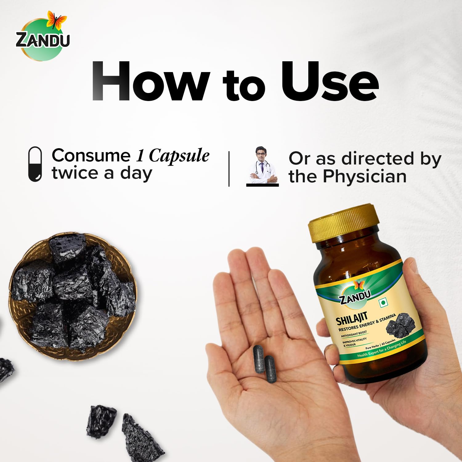 Zandu Shilajit Capsules (60 Caps) Infused with Goodness of Natural Shilajit Extracts for Enhanced Energy & Strength in Men, Manages Stress, Immunity Booster – view 5