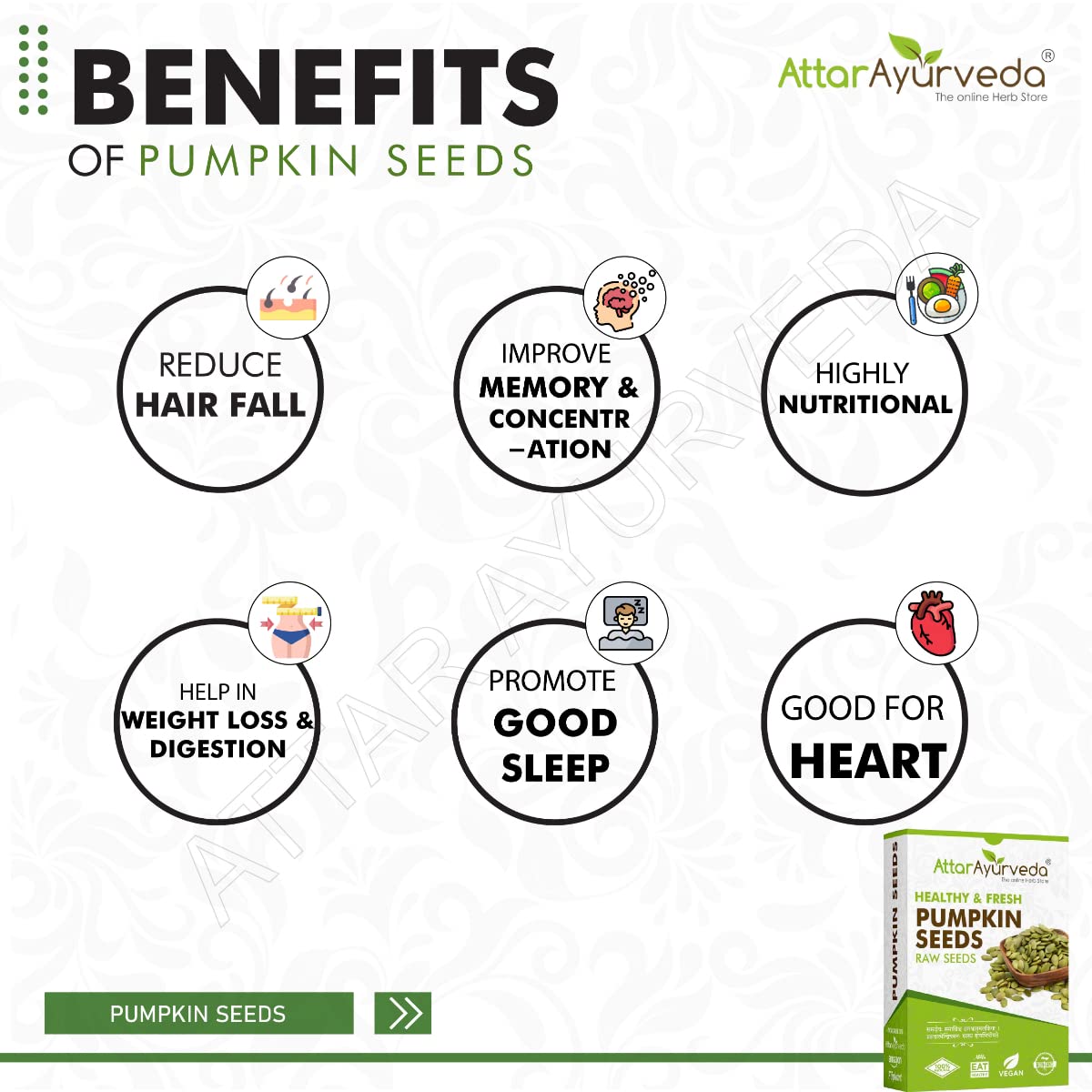 Attar Ayurveda Raw Pumpkin Seeds for Eating (250 Grams) – view 6