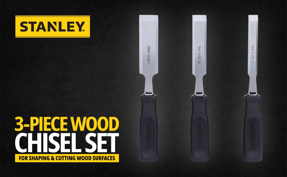 STANLEY 16-089 3-Piece Wood Chisel Set with Anti-Rust Properties for Shaping & Cutting Wood Surfaces - 1/2x7 3/4,3/4x7 3/4,1x7 3/4, GREY & BLACK (Made in Singapore) – view 5