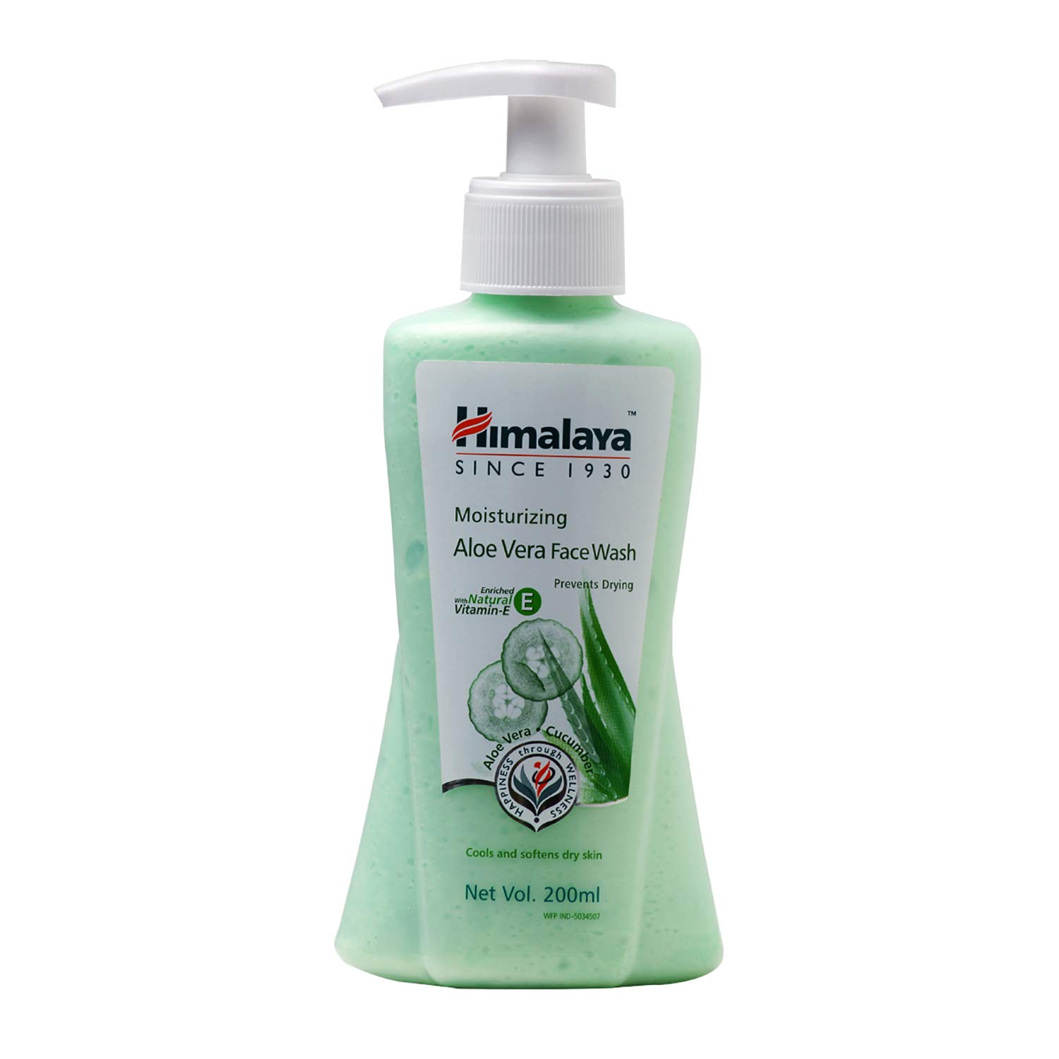 Himalaya moisturizing face wash bottle with aloe vera and cucumber