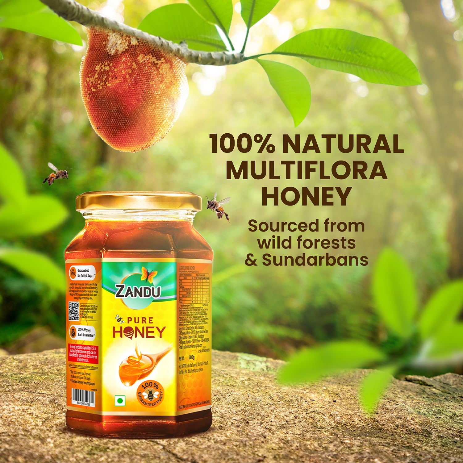 Zandu Pure Honey, 100% Purity, No Added Sugar, 500g – view 2