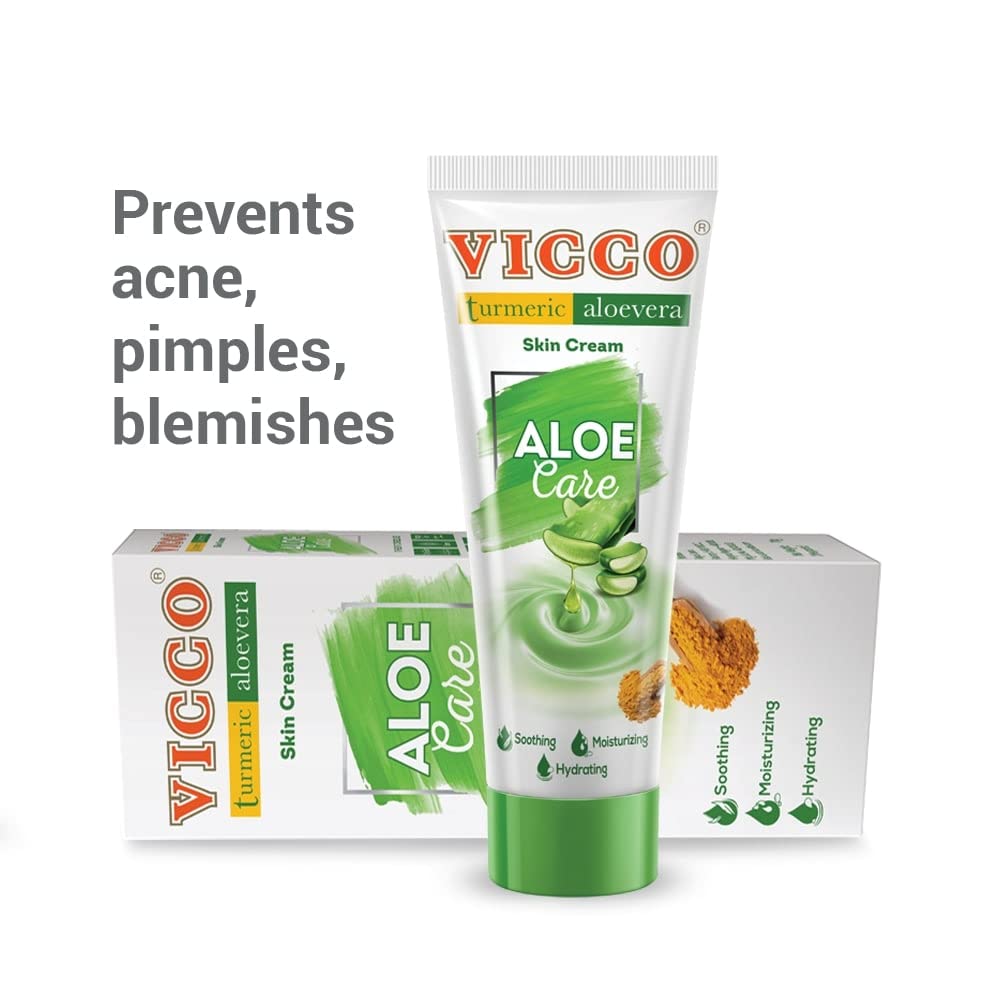 Vicco Turmeric Aloe Vera Skin Cream, Moisturizer for Oily Skin, Pure Aloe Vera & Turmeric Extracts, Ayurvedic, Vegan & Cruelty-Free, Pack of 4 (30 gm) – view 3