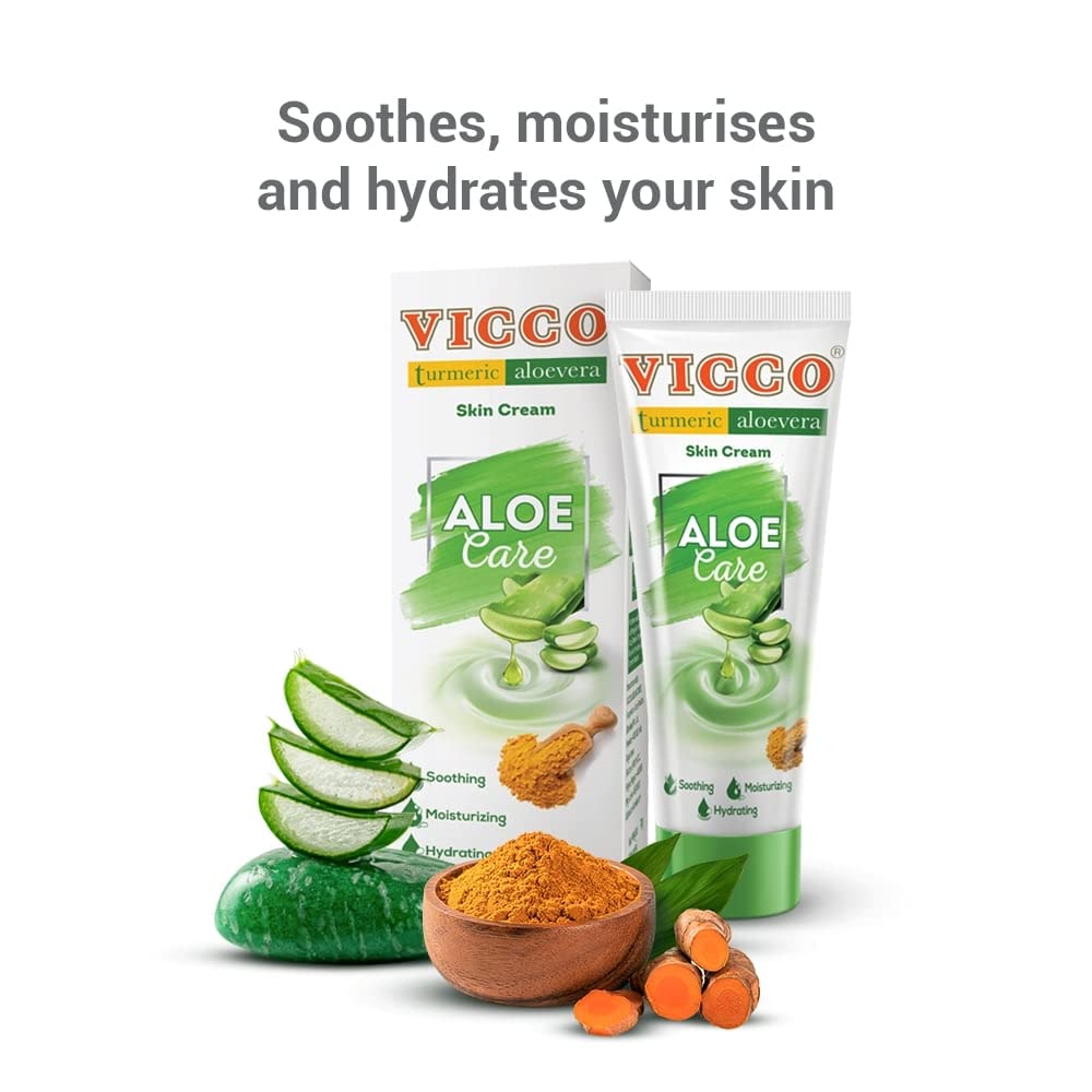 Vicco Turmeric Aloe Vera Skin Cream, Moisturizer for Oily Skin, Pure Aloe Vera & Turmeric Extracts, Ayurvedic, Vegan & Cruelty-Free, Pack of 4 (30 gm) – view 4