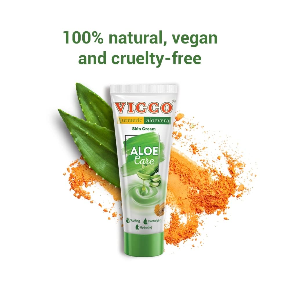 Vicco Turmeric Aloe Vera Skin Cream, Moisturizer for Oily Skin, Pure Aloe Vera & Turmeric Extracts, Ayurvedic, Vegan & Cruelty-Free, Pack of 4 (30 gm) – view 6