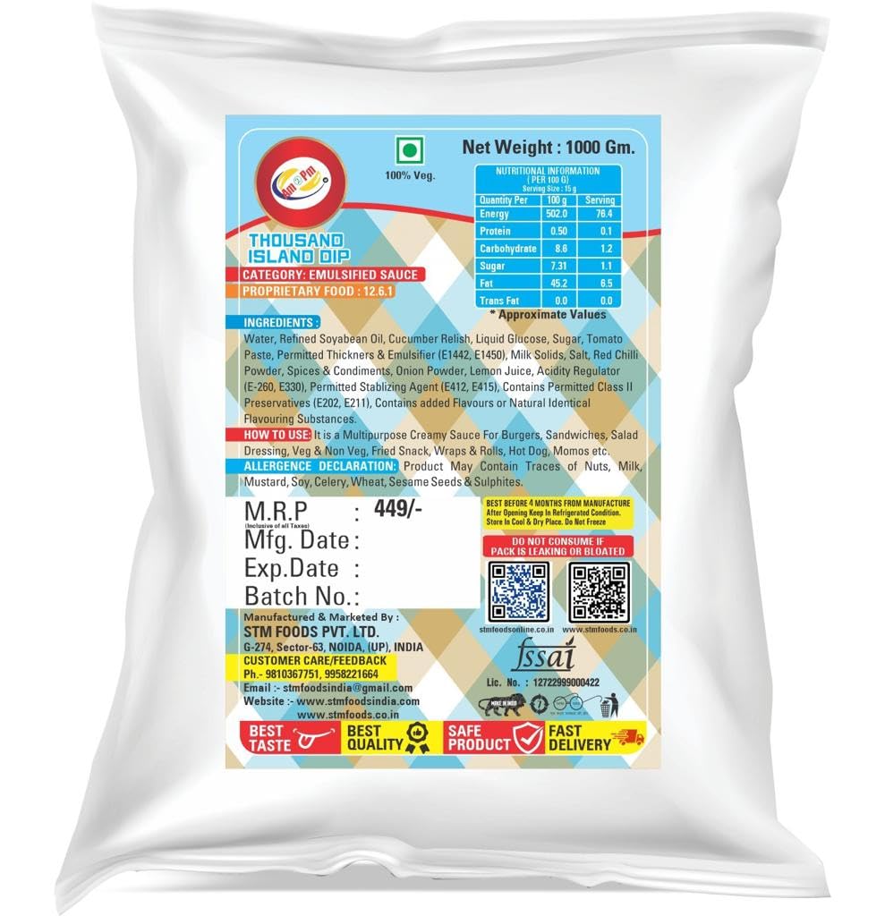 Am 2 Pm - Harissa Mayonnaise 1Kg+ Thousand Island Dip 1kg+ All In One Mixed Herbs Seasoning 500Gm - Pack Of - 3 – view 7