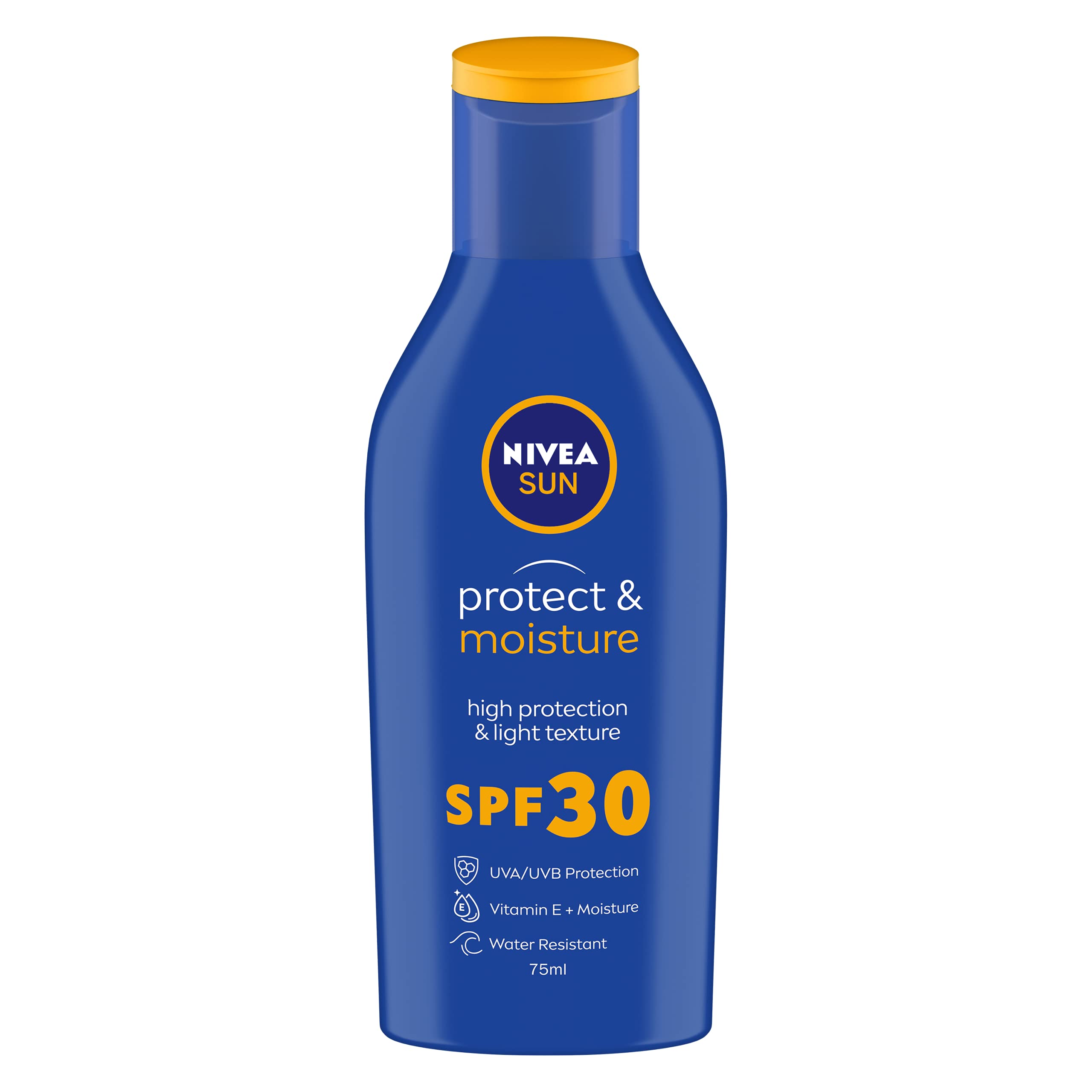 Blue NIVEA SPF 30 water-resistant sunscreen lotion 75 ml bottle