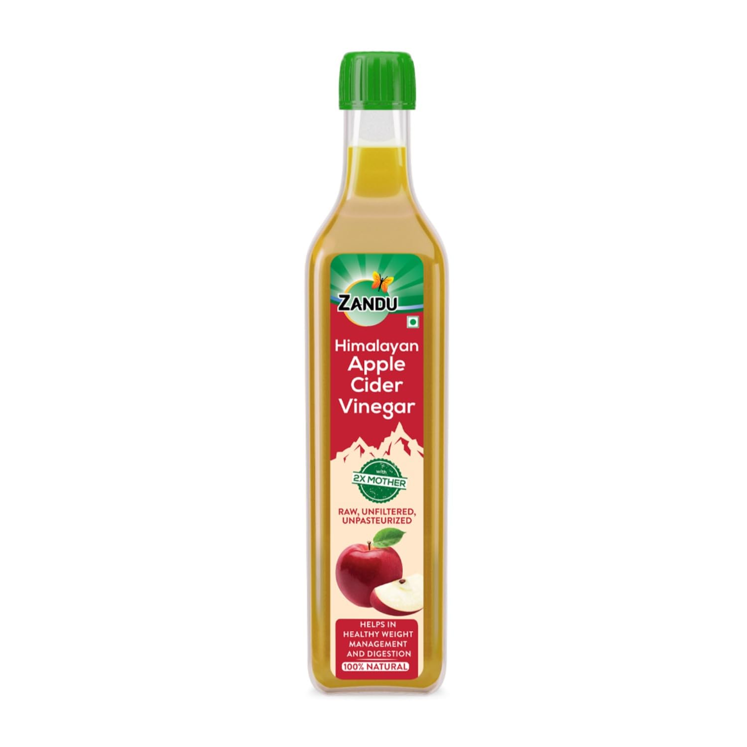 500 ml Zandu raw unfiltered apple cider vinegar plastic bottle