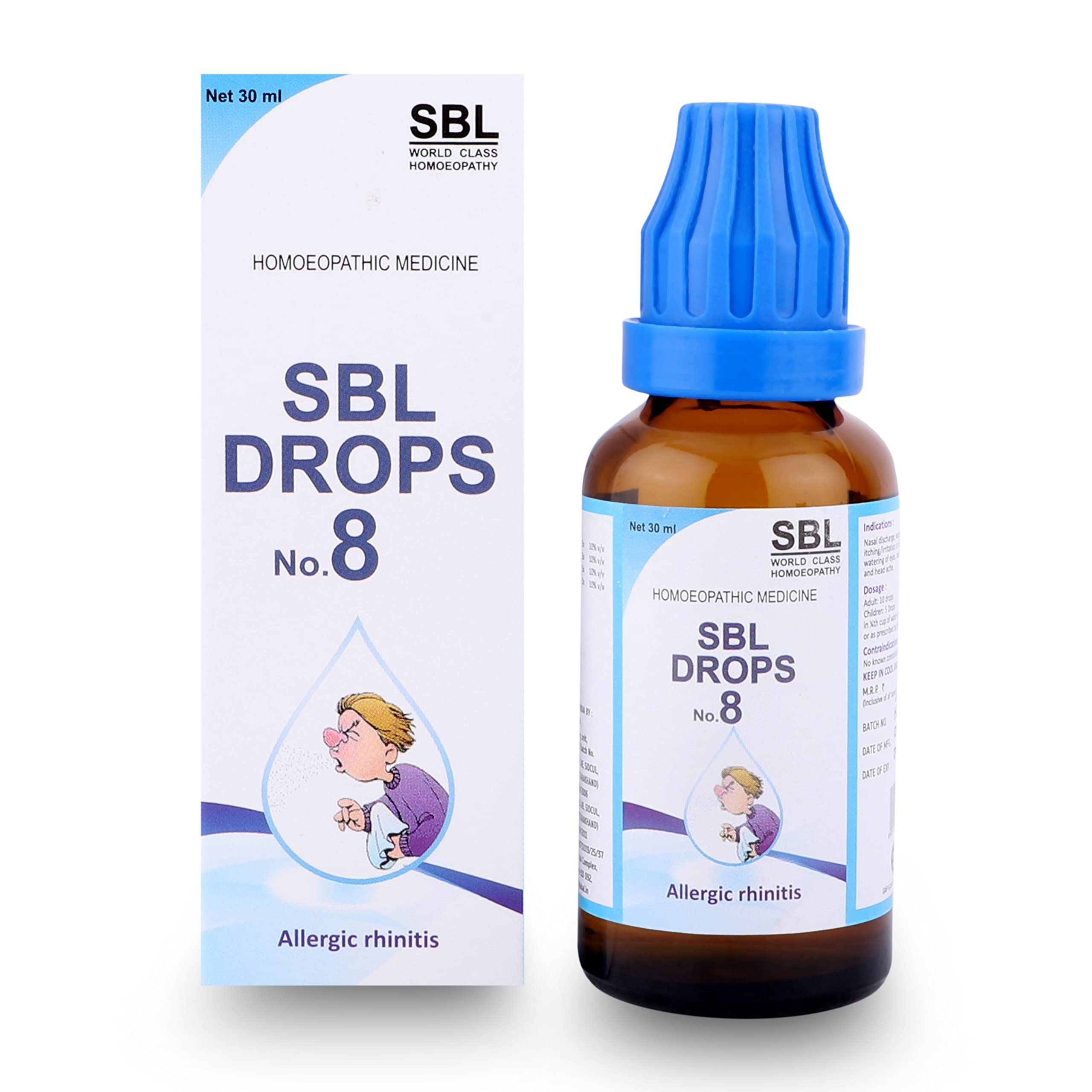 Clear 30 ml bottle of SBL allergic rhinitis drops