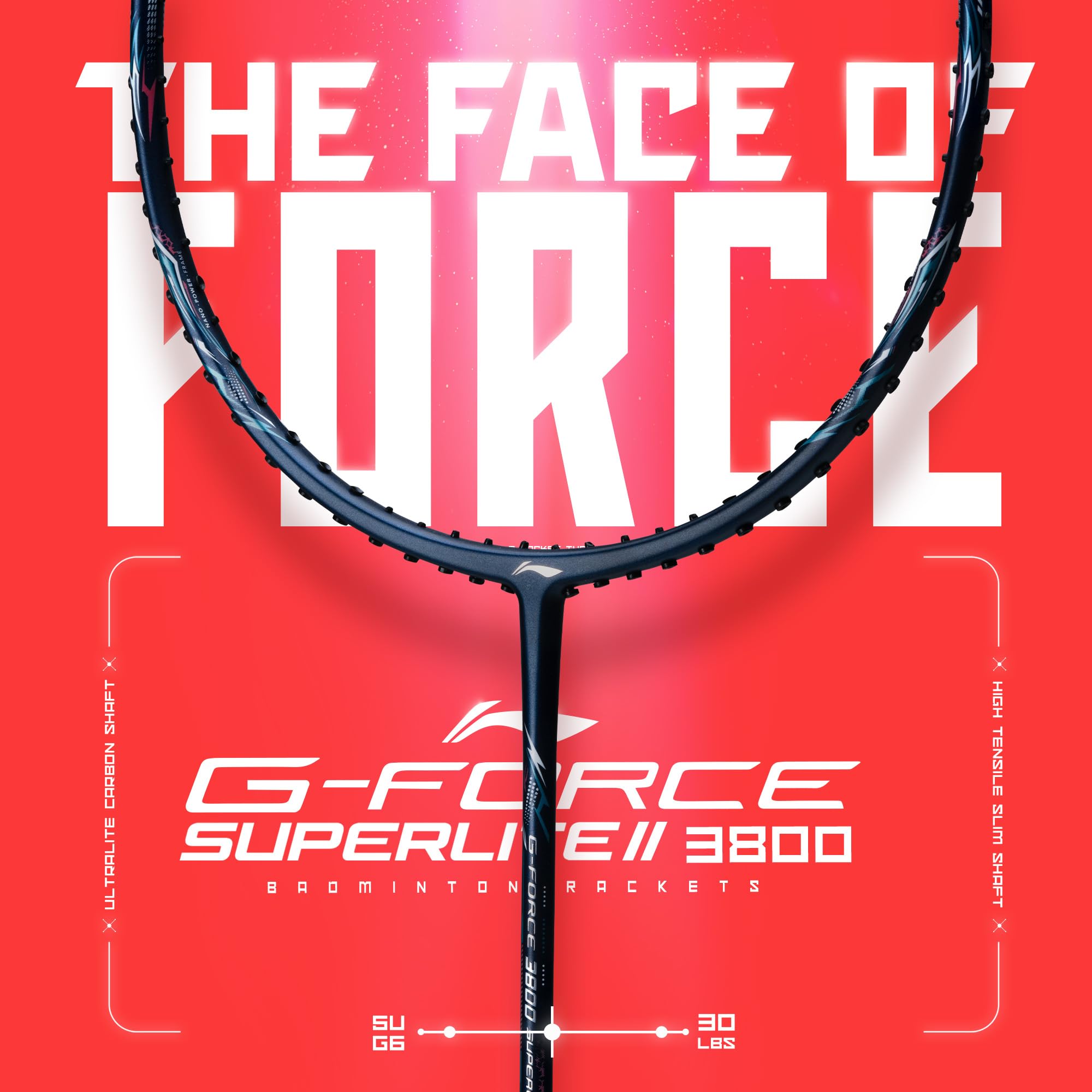 Li-Ning Li-Ning G-Force 3800 II Superlite Unstrung Badminton Racket with Full Cover – view 2