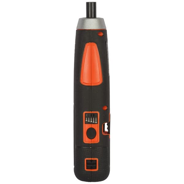 BLACK+DECKER BD40K4 4V 6.35mm Li-ion Cordless Screwdriver with E-Clutch and Intelligent Torque System with LED Worklight & 4-Piece Accessories for Home & DIY Use, 1 Year Warranty, ORANGE & BLACK – view 5