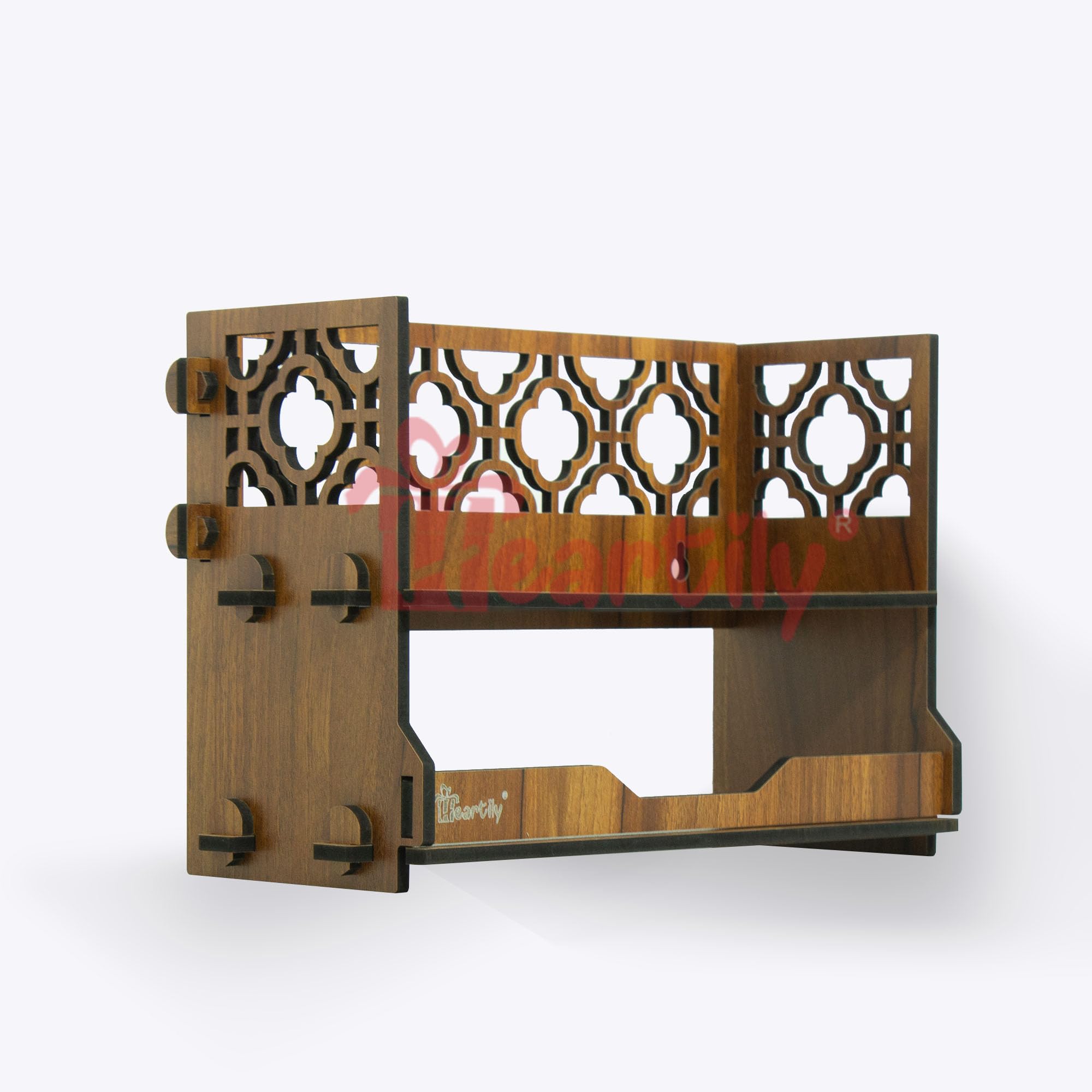 Heartily Utsav Beautiful Wooden Mandir for Home Small Size Puja Mandir for Home Wall Mounted Pooja Stand for Home Temple for Office or Shop, 12.7D x 30.5W x 20H Centimeters – view 7