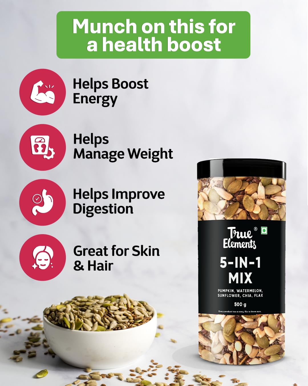 True Elements 5 In 1 Seeds Mix 500gm – view 3