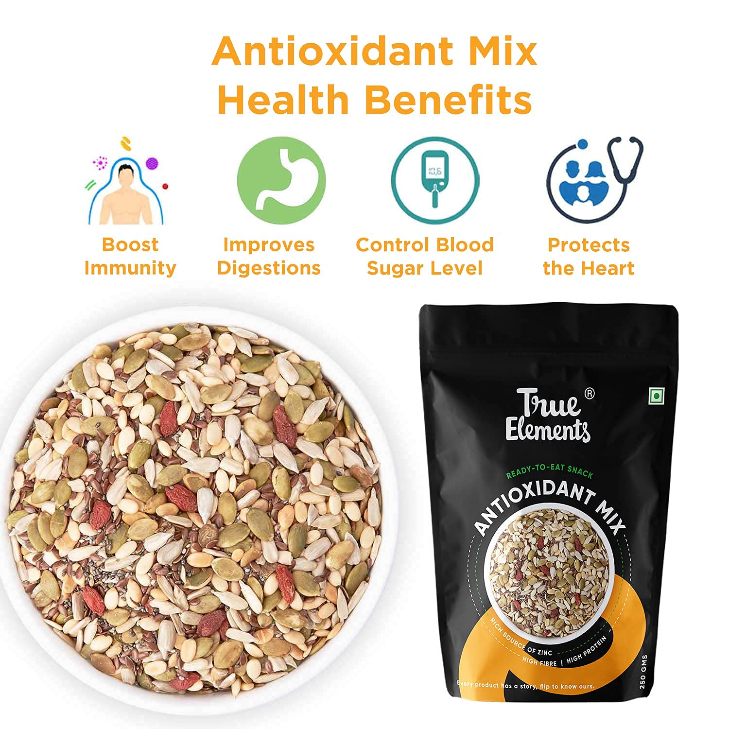 True Elements Antioxidant Mix Seeds 250g - Seeds Mix for Eating – view 4