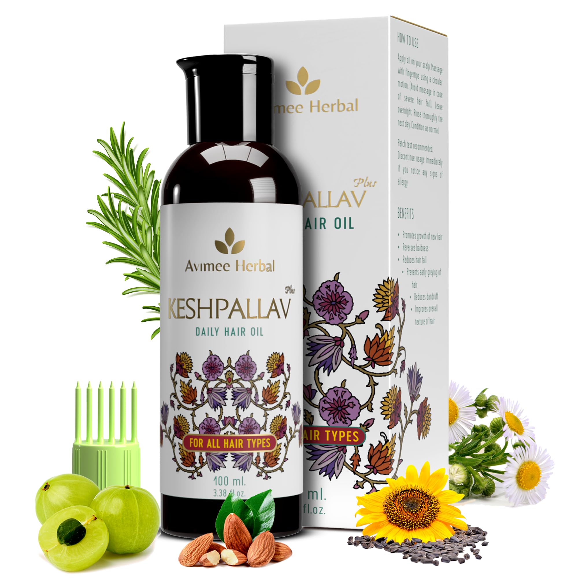 Avimee Herbal Keshpallav Plus non-oily rosemary hair oil, 100 ml