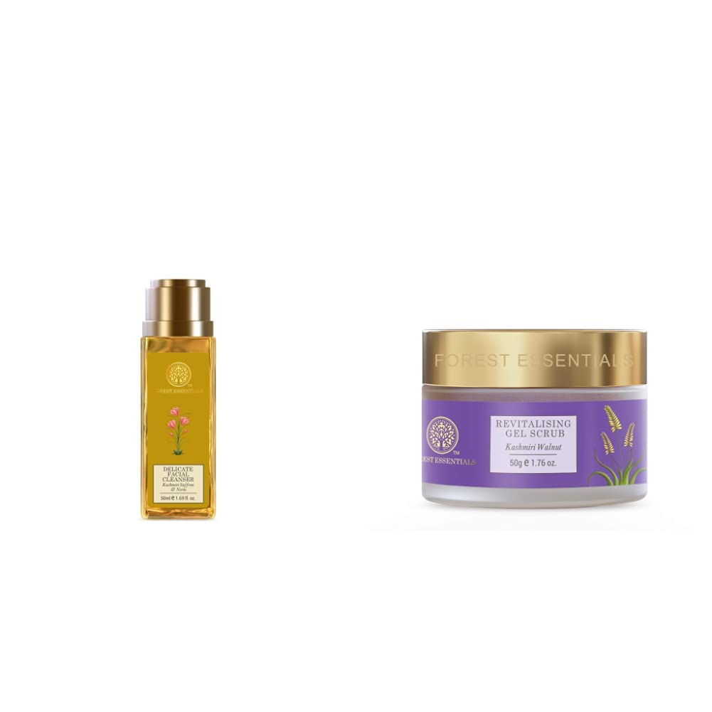 Forest Essentials saffron neem cleanser with walnut gel scrub