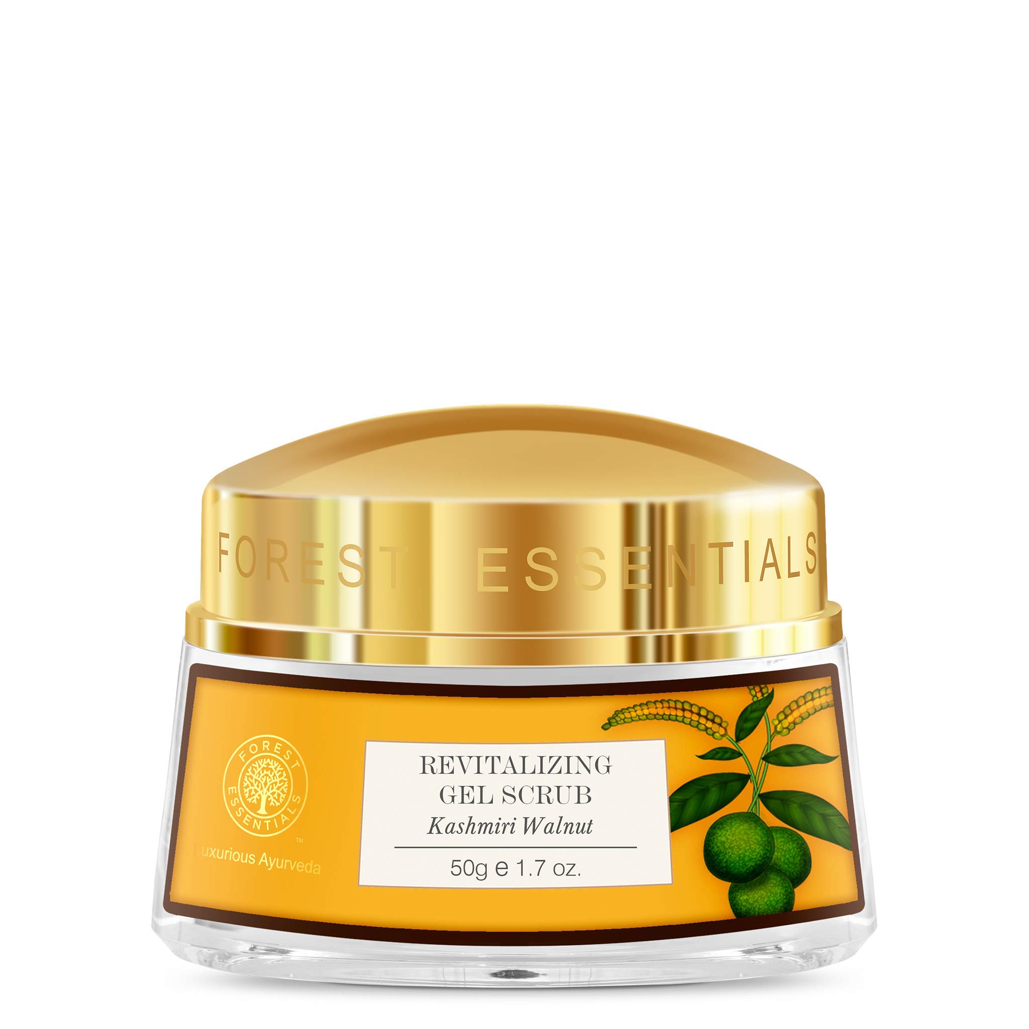 Forest Essentials Delicate Facial Cleanser, Saffron and Neem, 50ml and Revitalising Kashmiri Walnut Gel Scrub, 50g – view 5