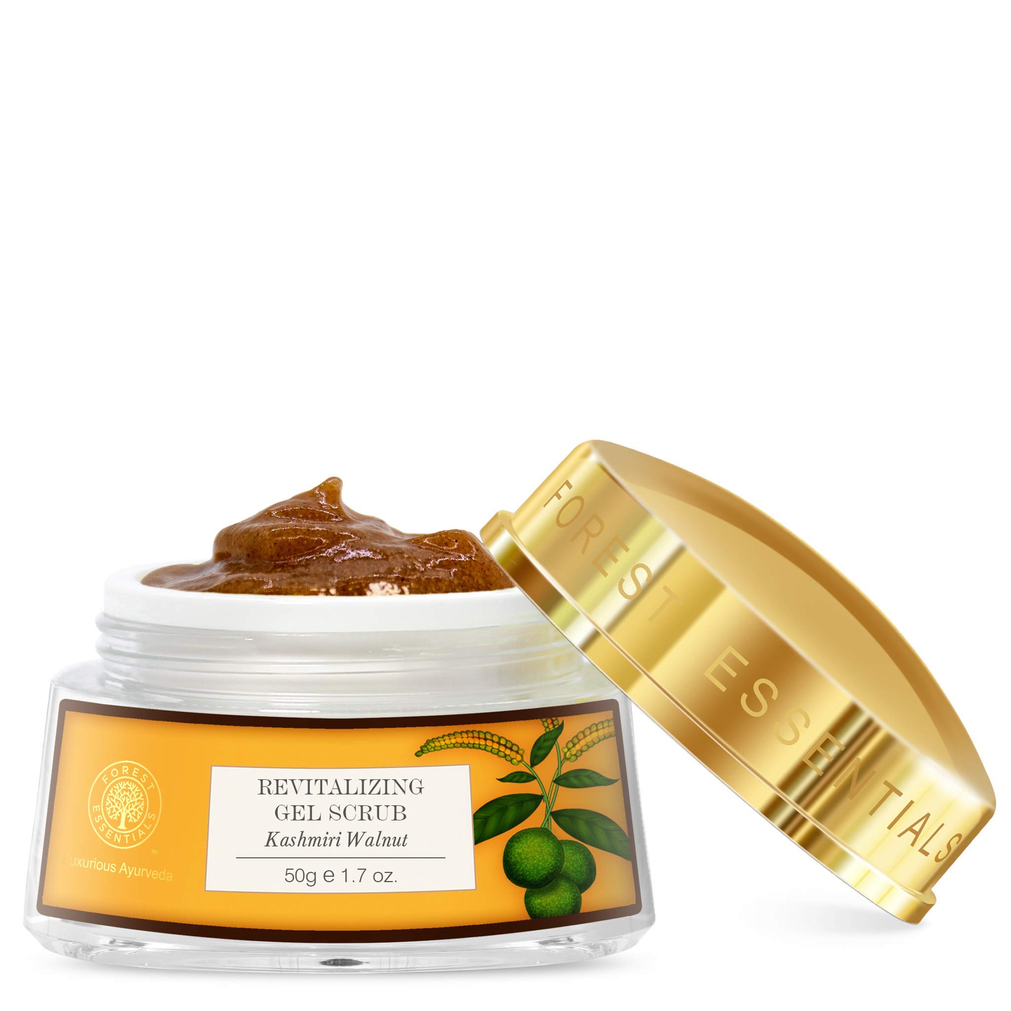 Forest Essentials Delicate Facial Cleanser, Saffron and Neem, 50ml and Revitalising Kashmiri Walnut Gel Scrub, 50g – view 6