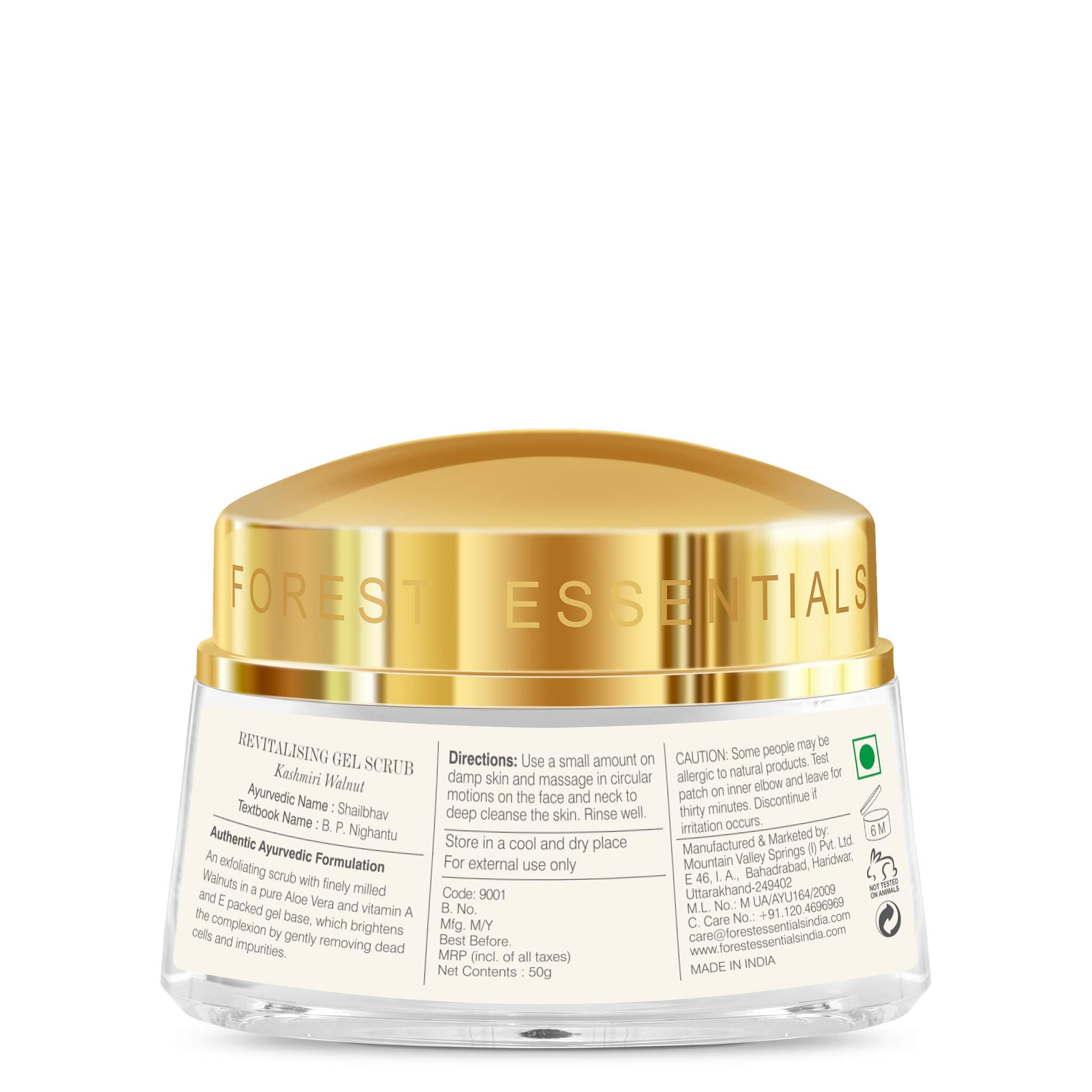 Forest Essentials Delicate Facial Cleanser, Saffron and Neem, 50ml and Revitalising Kashmiri Walnut Gel Scrub, 50g – view 7
