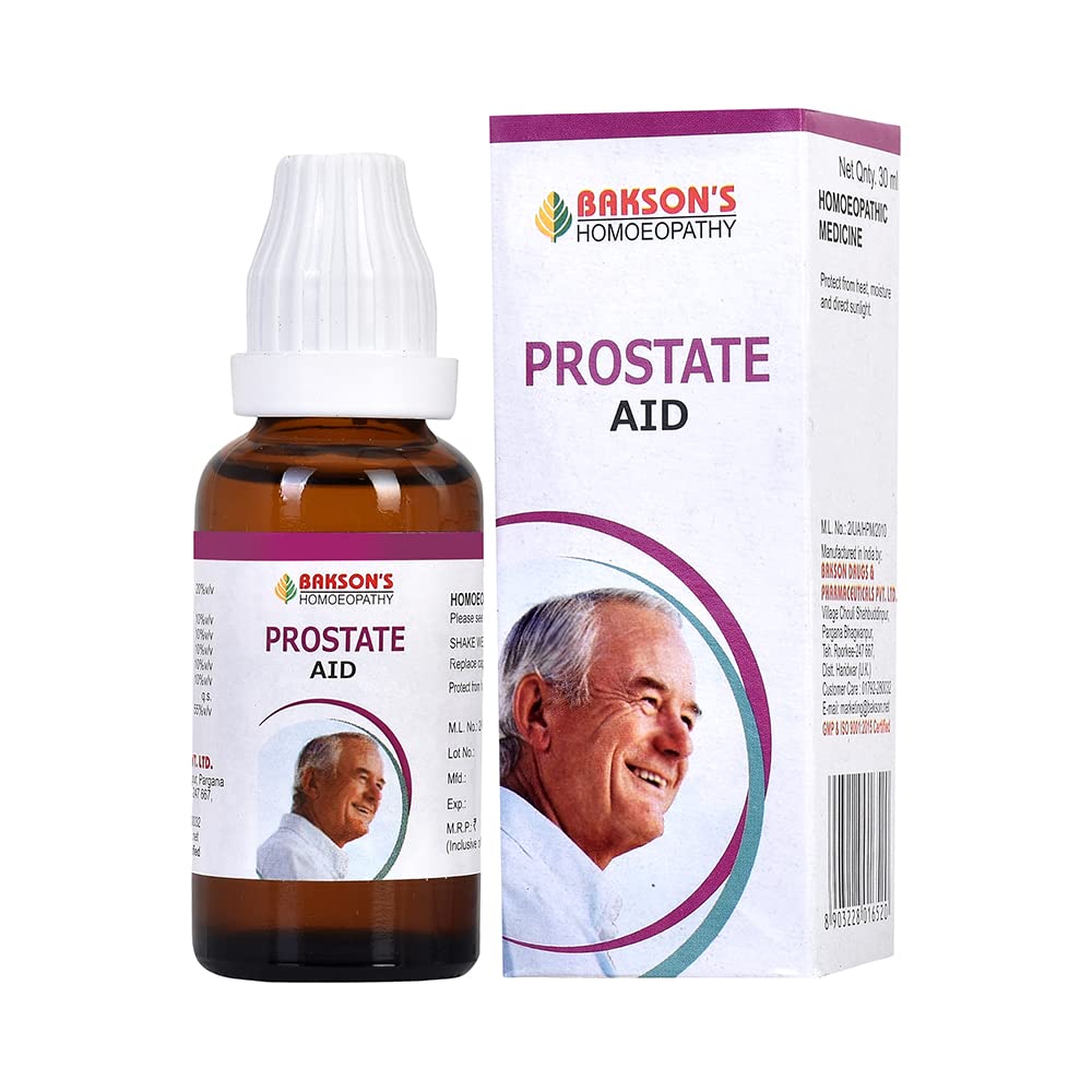 Bakson's Prostate Aid Drops bottle and carton, 30 ml