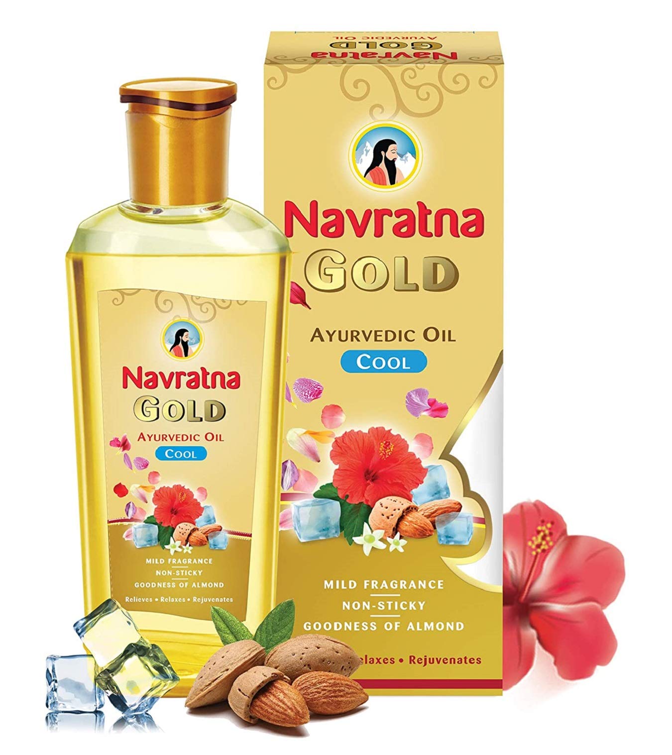 Navratna Gold non-sticky cooling hair oil bottle 300 ml