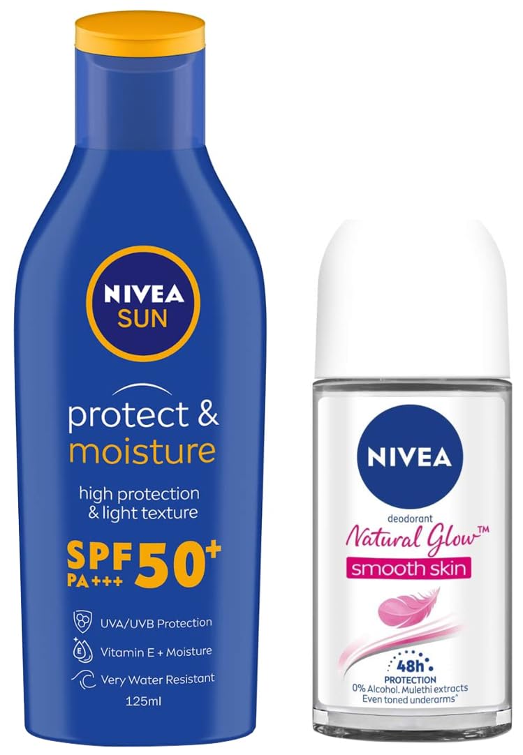 Nivea deodorant roll on with SPF 50 sun lotion pack