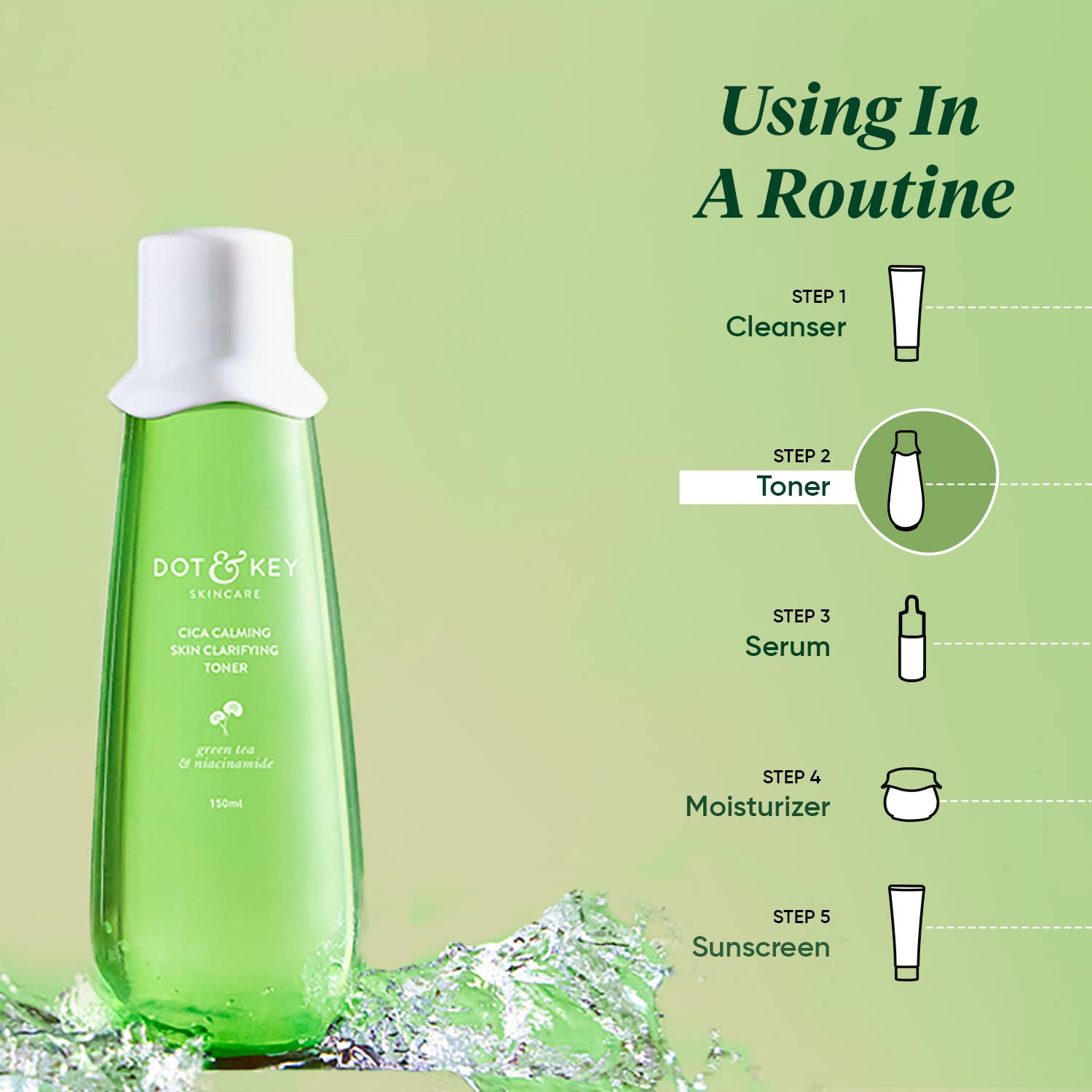 Dot & Key Cica Calming Skin Clarifying Toner with Green Tea & Niacinamide – view 7