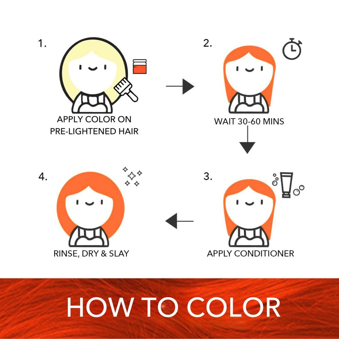 Paradyes Semi-permanent Raggiana Orange DIY Conditioner Based Hair Colour 120 gm and Lighten Up! Bleach Pack 30 Vol. for all Hair Types – view 5