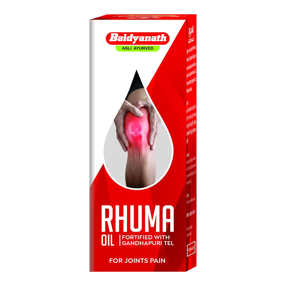 Baidyanath Rhuma Oil bottle for joint and muscular pain support