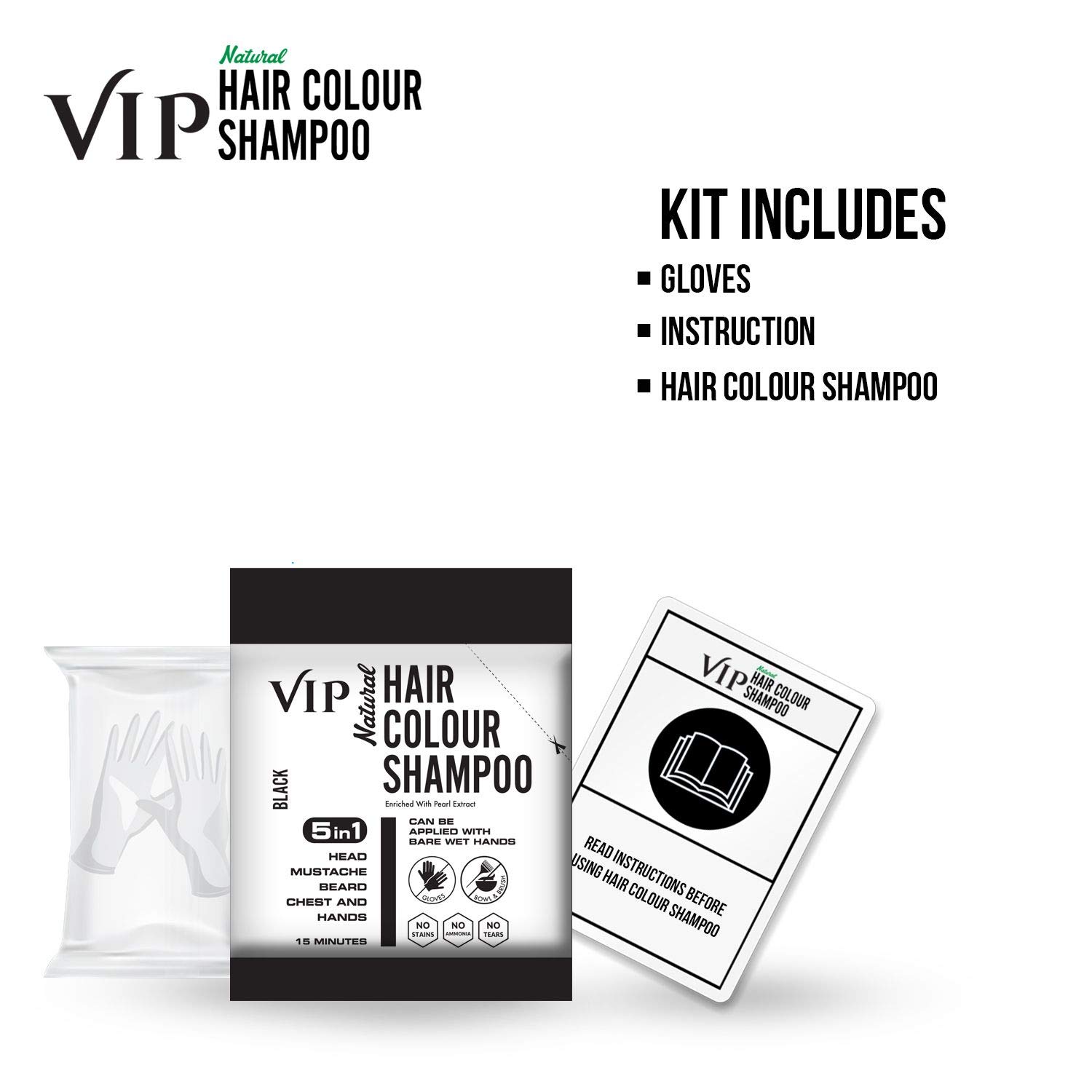 VIP Hair Colour Shampoo Pack (Black, 40 ml (Pack of 3)) – view 6