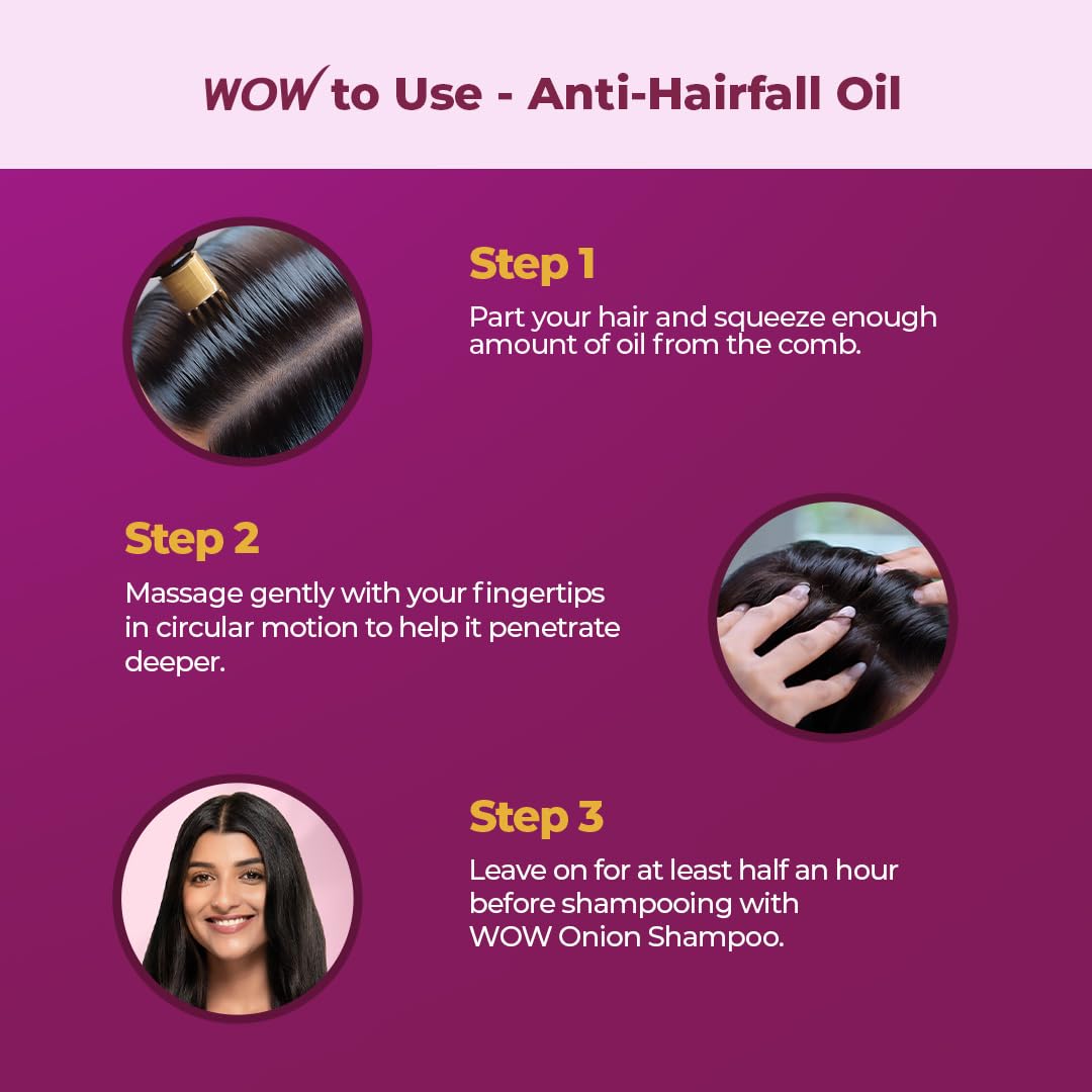 WOW Skin Science Onion Black Seed Hair Oil - WITH COMB APPLICATOR - Controls Hair Fall - NO Mineral Oil, Silicones, Cooking Oil & Synthetic Fragrance - 200mL – view 7