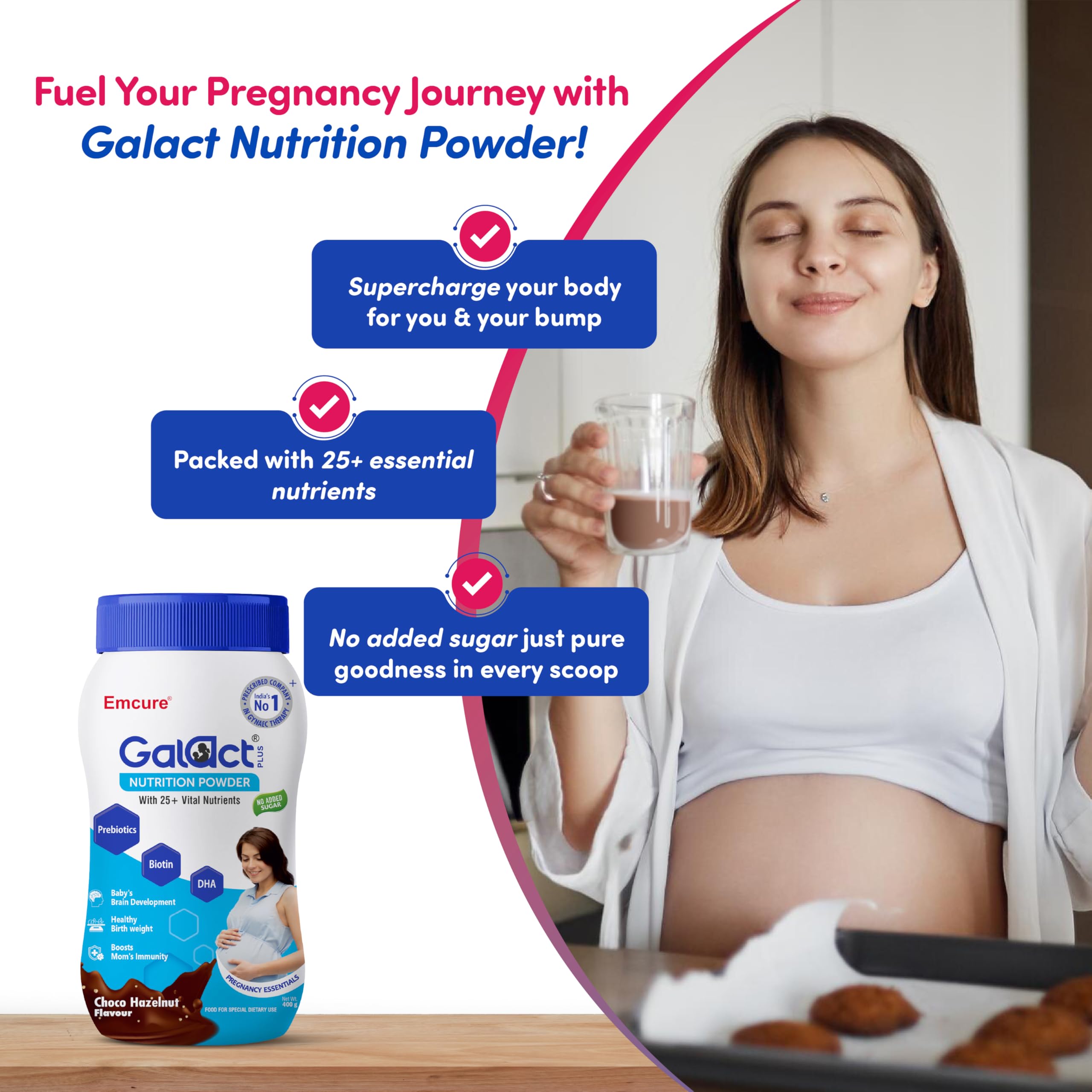 Galact Plus Nutrition Powder for Pregnant Women - Choco Hazelnut Flavour, 400gm – view 2