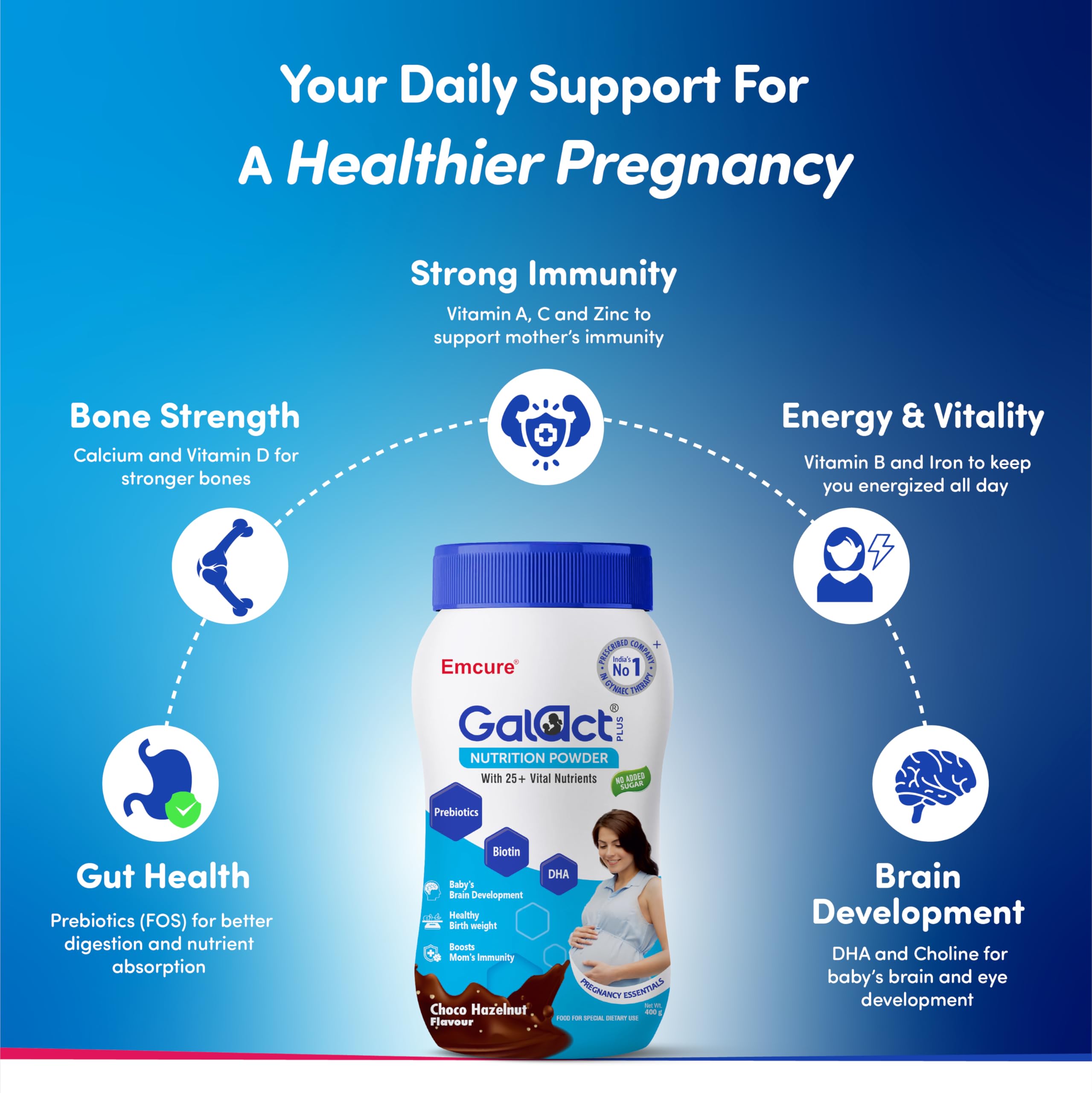 Galact Plus Nutrition Powder for Pregnant Women - Choco Hazelnut Flavour, 400gm – view 3