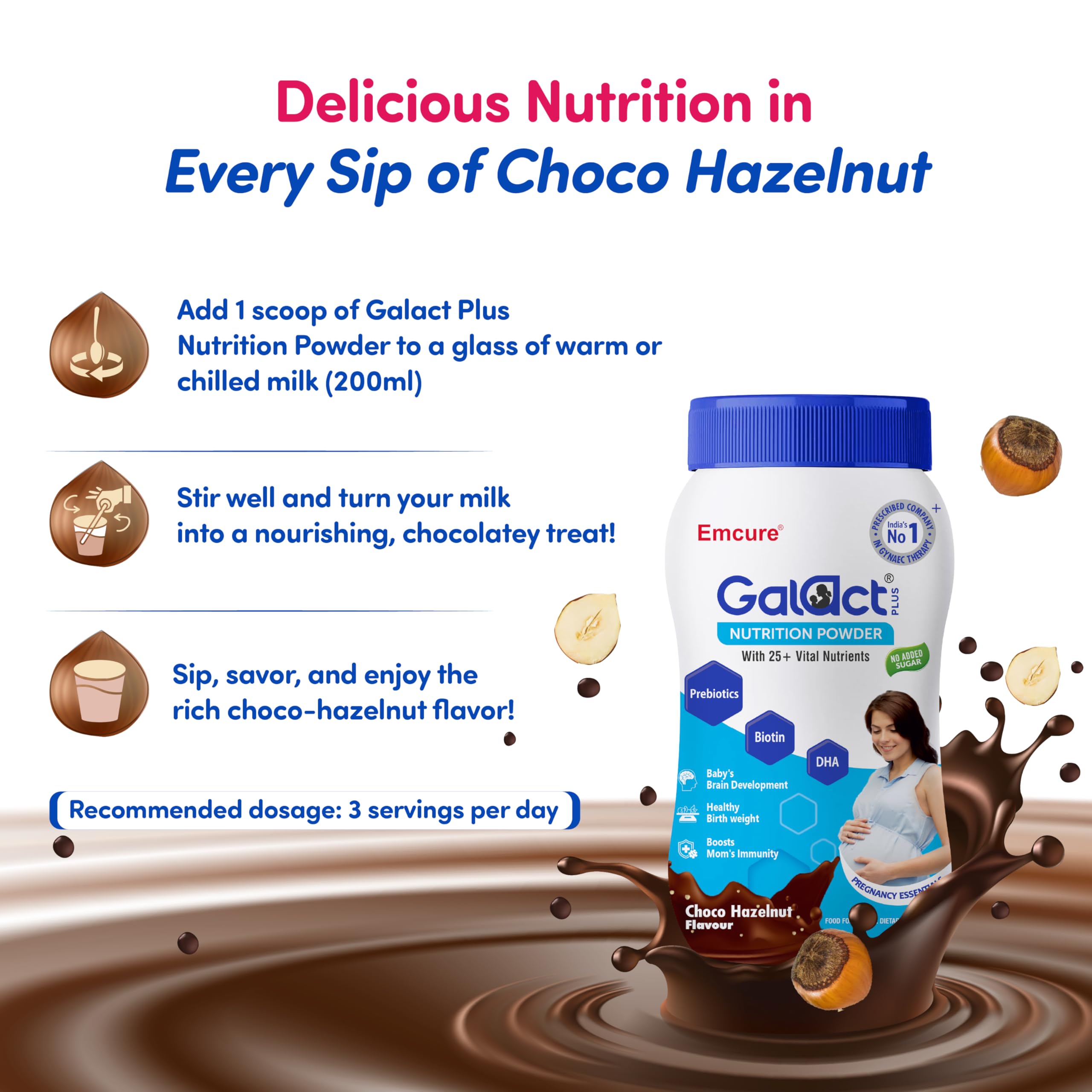 Galact Plus Nutrition Powder for Pregnant Women - Choco Hazelnut Flavour, 400gm – view 7