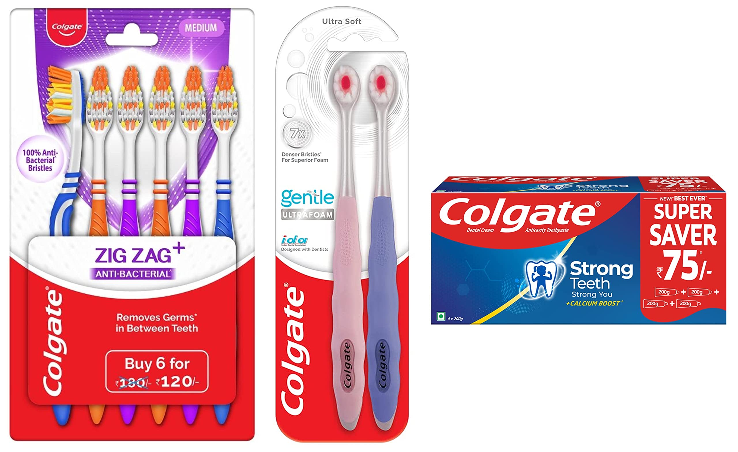 Colgate oral care set with toothpaste and two manual toothbrushes