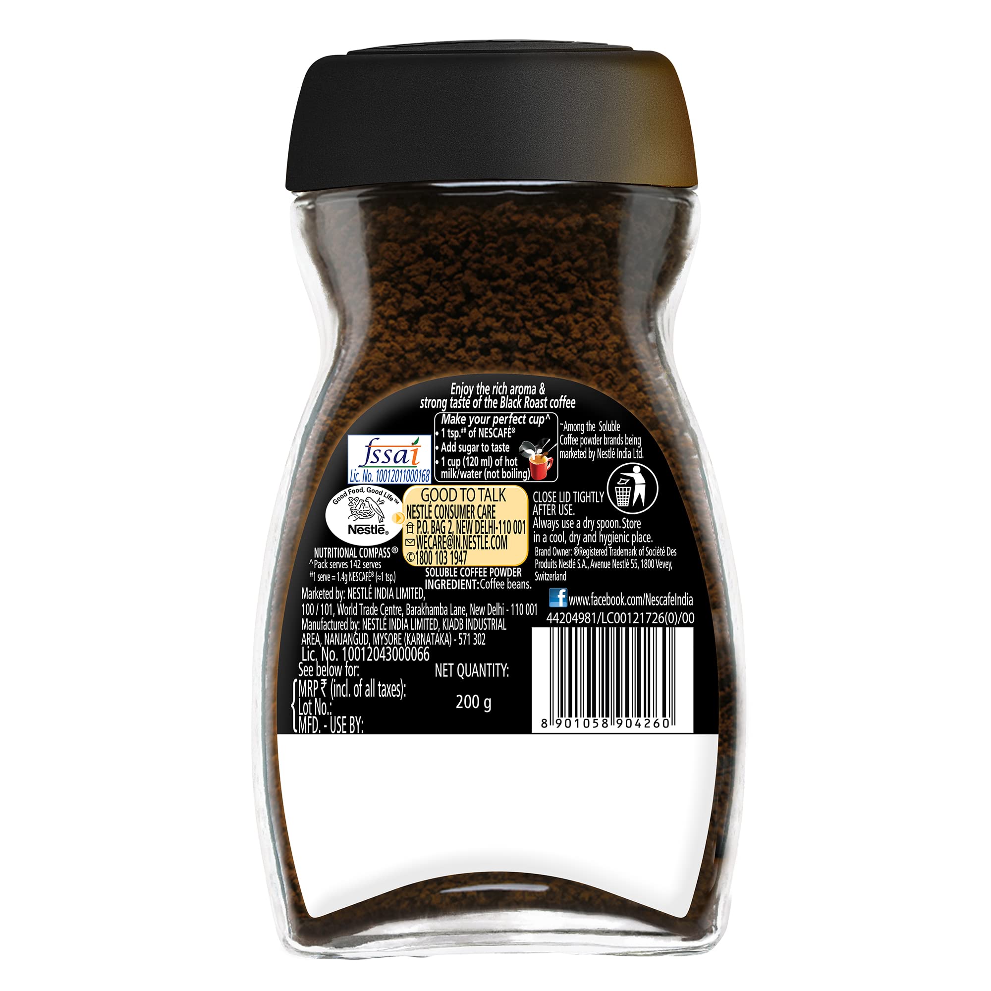 Nescafe Classic Black Roast Instant Coffee Jar, Rich & Dark – view 3