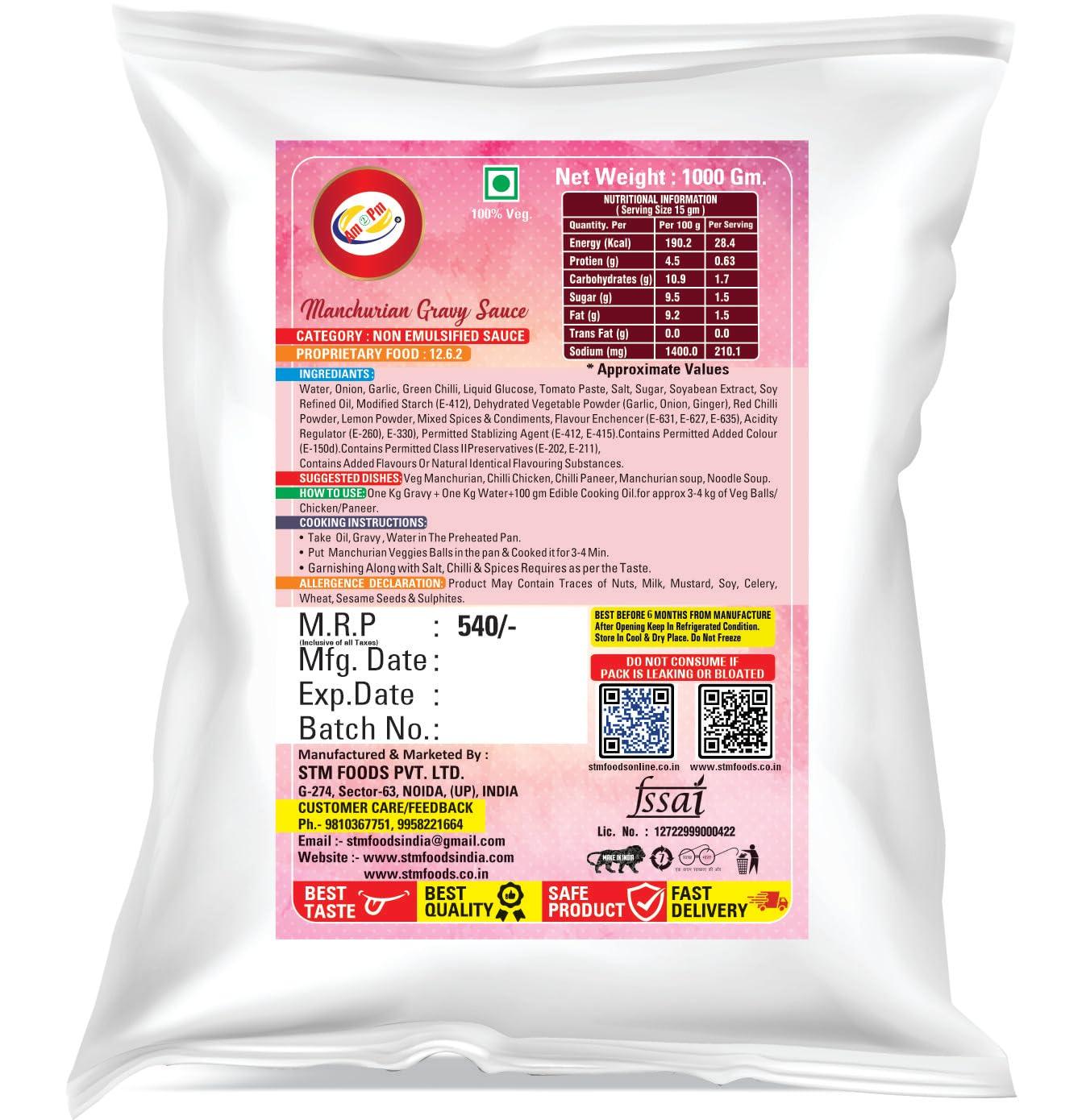 Am 2 Pm - Manchurian Gravy Manchurian Masala Tasty & Spicy Masala Chinese Spices Easy to Cook, 1 Kg – view 2