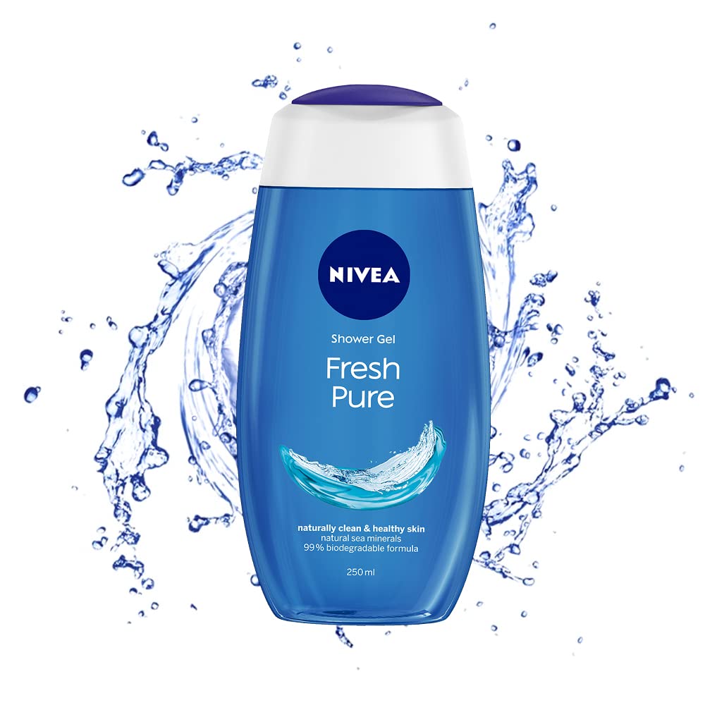 Nivea Fresh Pure 250ml body wash bottle for daily shower use