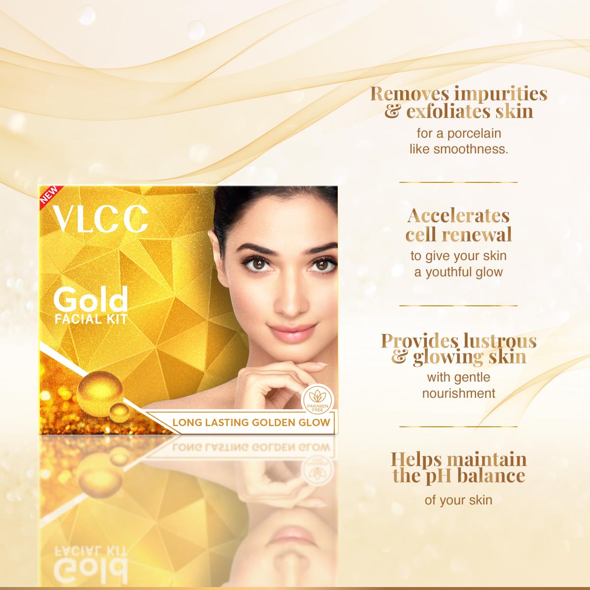 VLCC Gold Facial Kit, Bright & Glowing Skin - 60g – view 3