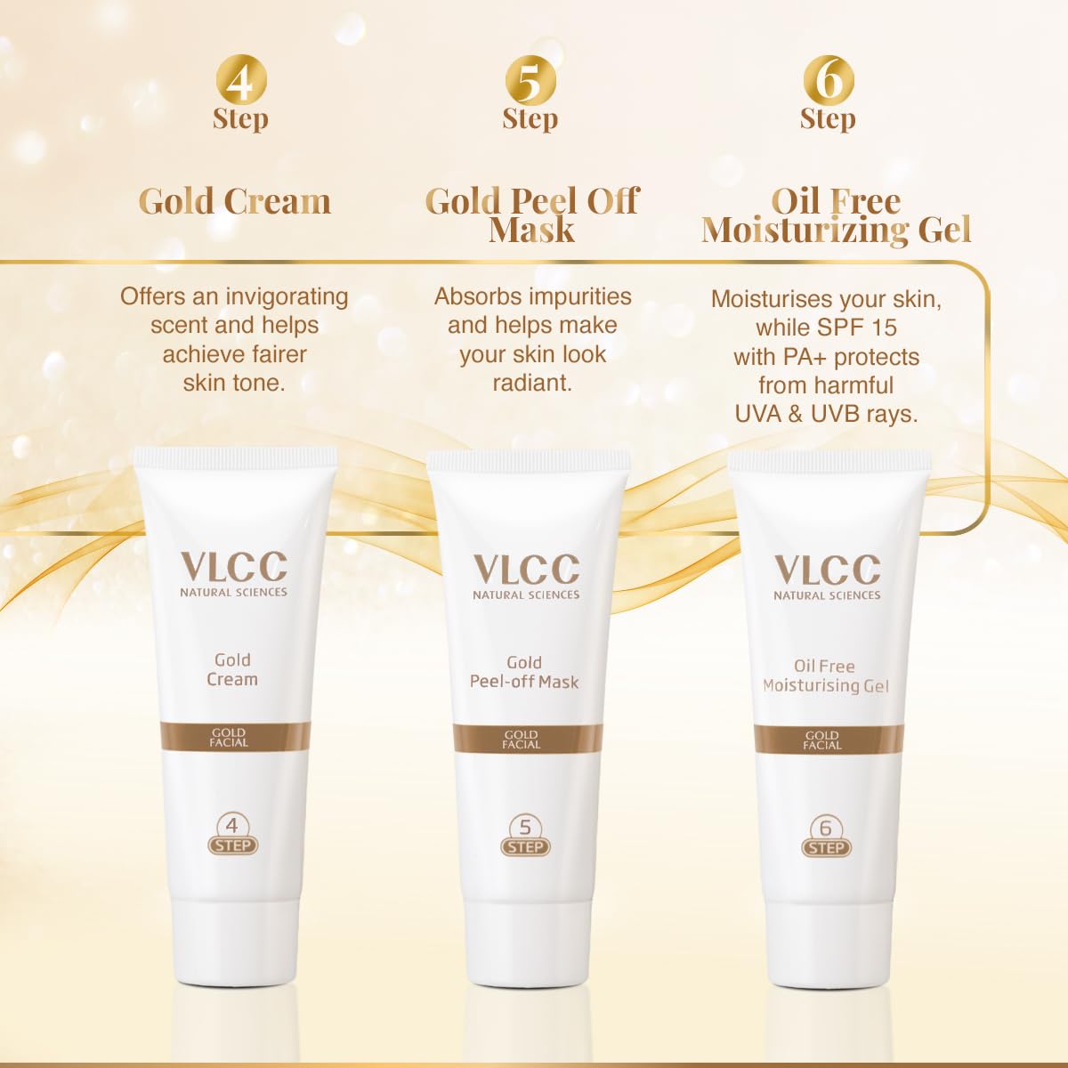 VLCC Gold Facial Kit, Bright & Glowing Skin - 60g – view 6