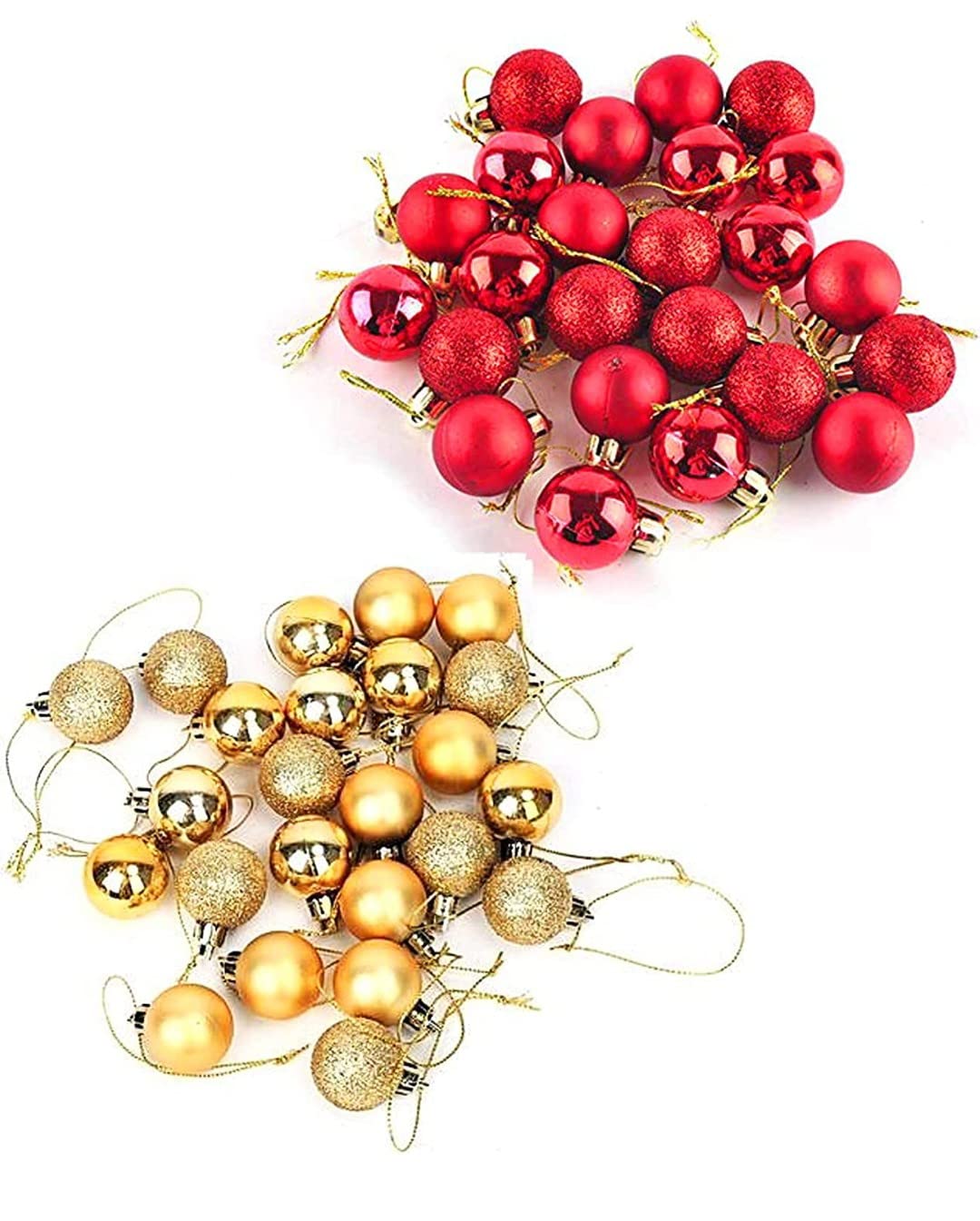Shatterproof plastic Christmas balls in gold and red mix