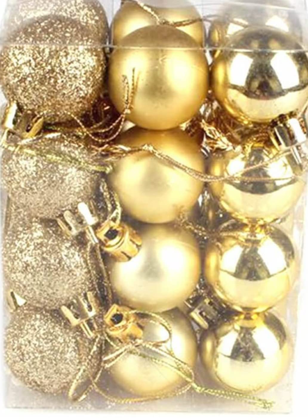 VRB Dec 24 Pcs Christmas Balls Ornaments Shatterproof Gold Xmas Trees Parties Decorations Balls for Holiday Wedding Party Decoration,with Hanging Hole (Golden & Red Mix 4 Cm) – view 2