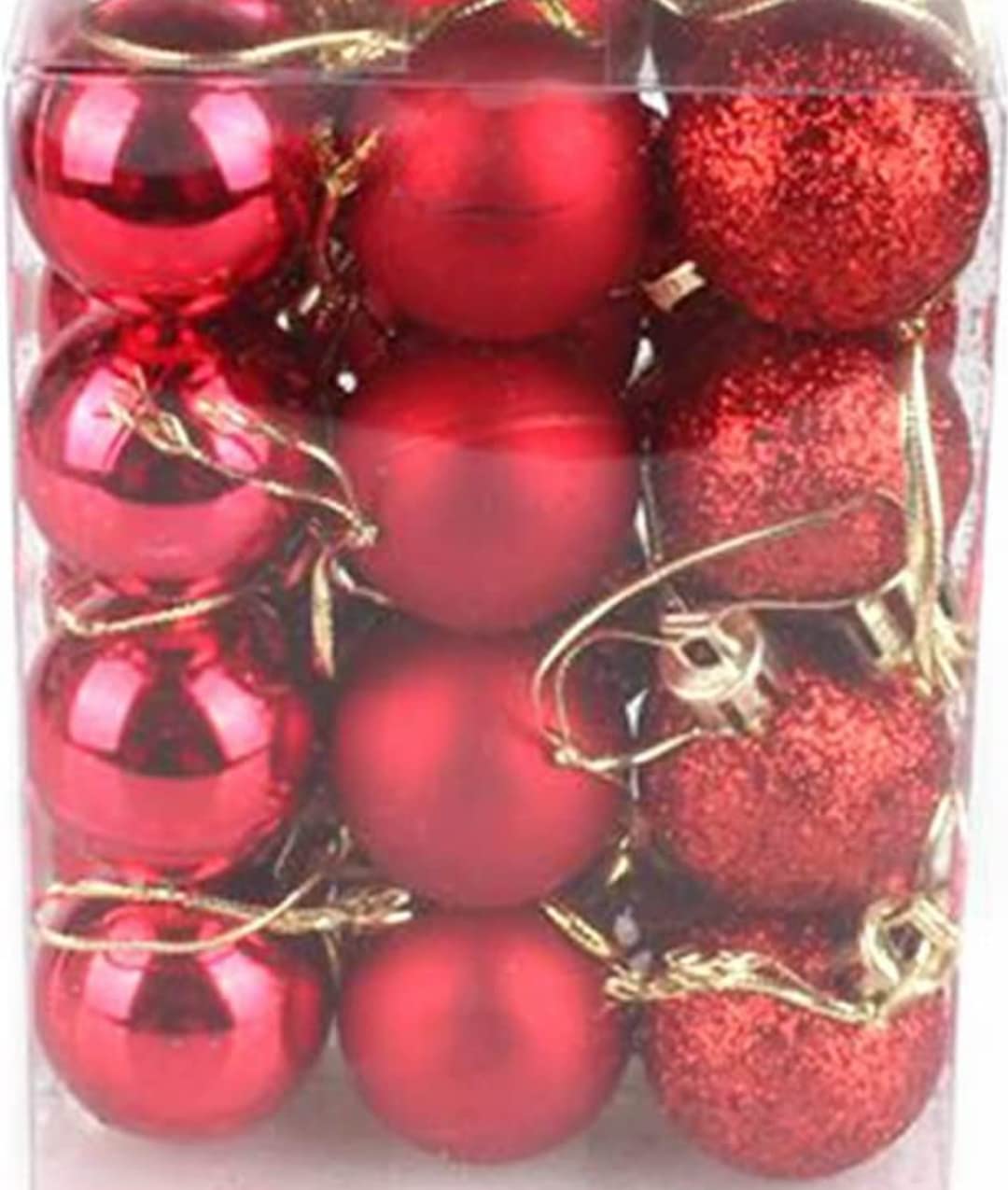 VRB Dec 24 Pcs Christmas Balls Ornaments Shatterproof Gold Xmas Trees Parties Decorations Balls for Holiday Wedding Party Decoration,with Hanging Hole (Golden & Red Mix 4 Cm) – view 3