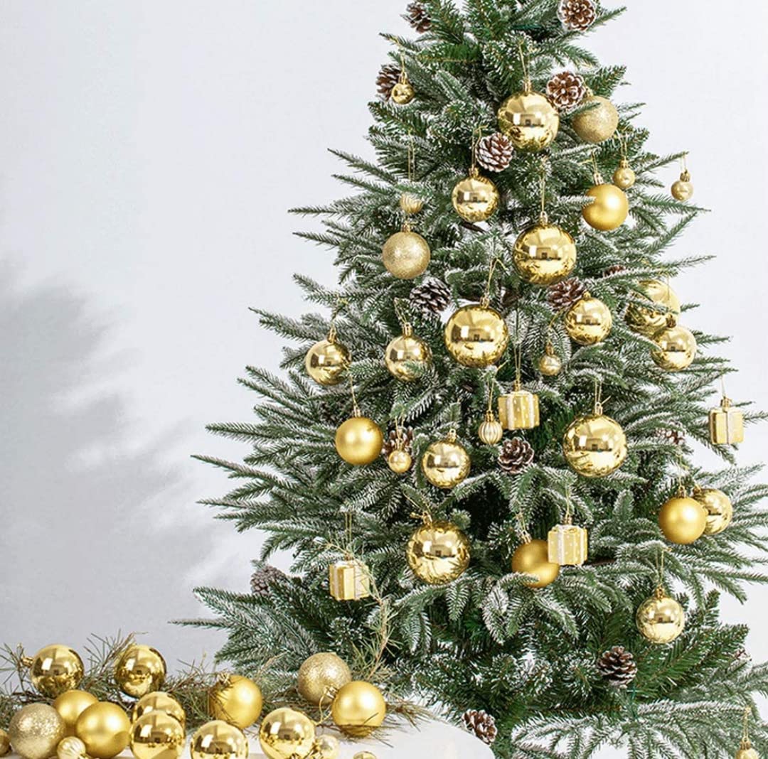 VRB Dec 24 Pcs Christmas Balls Ornaments Shatterproof Gold Xmas Trees Parties Decorations Balls for Holiday Wedding Party Decoration,with Hanging Hole (Golden & Red Mix 4 Cm) – view 6
