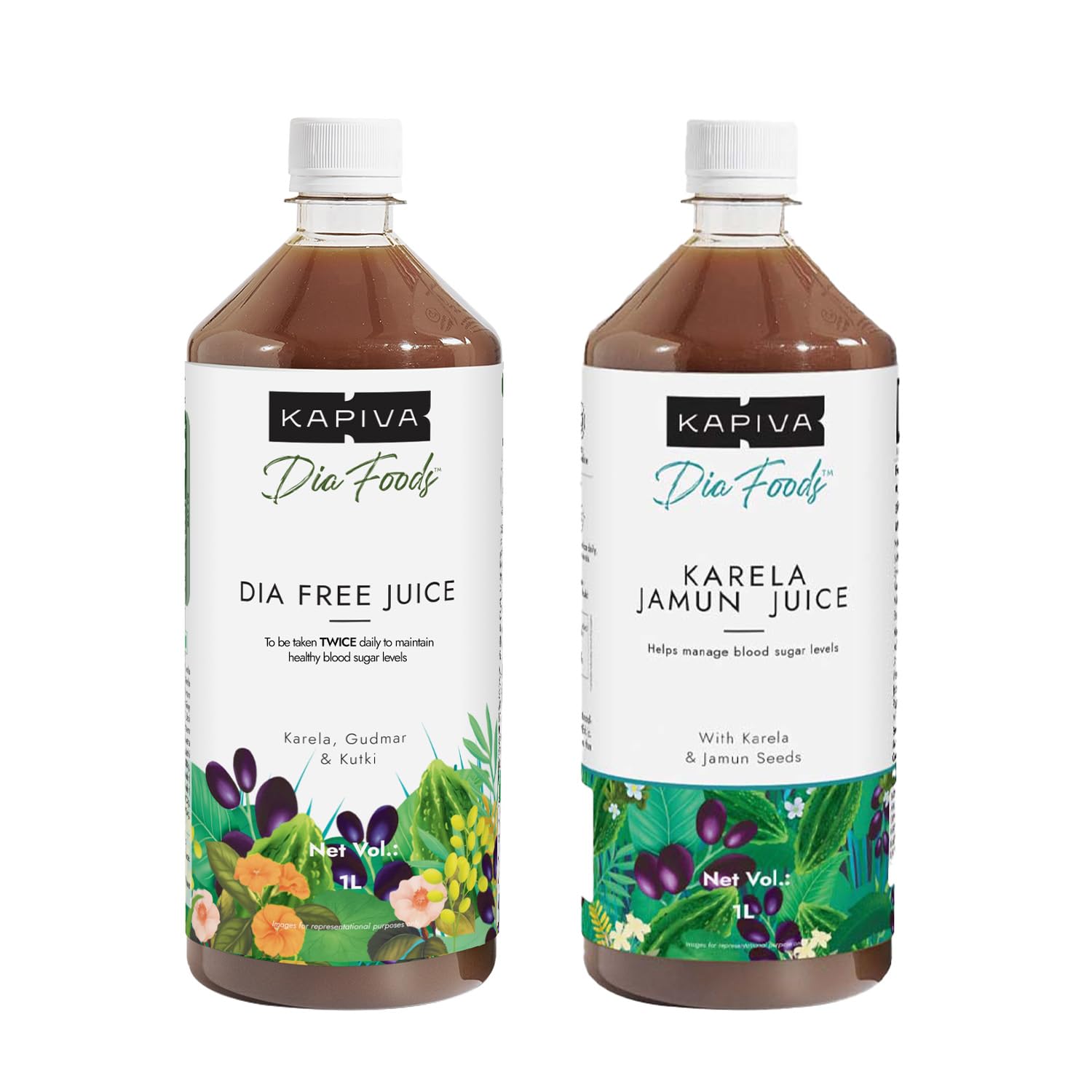 Kapiva Dia Control Combo two 1L herbal juice bottles